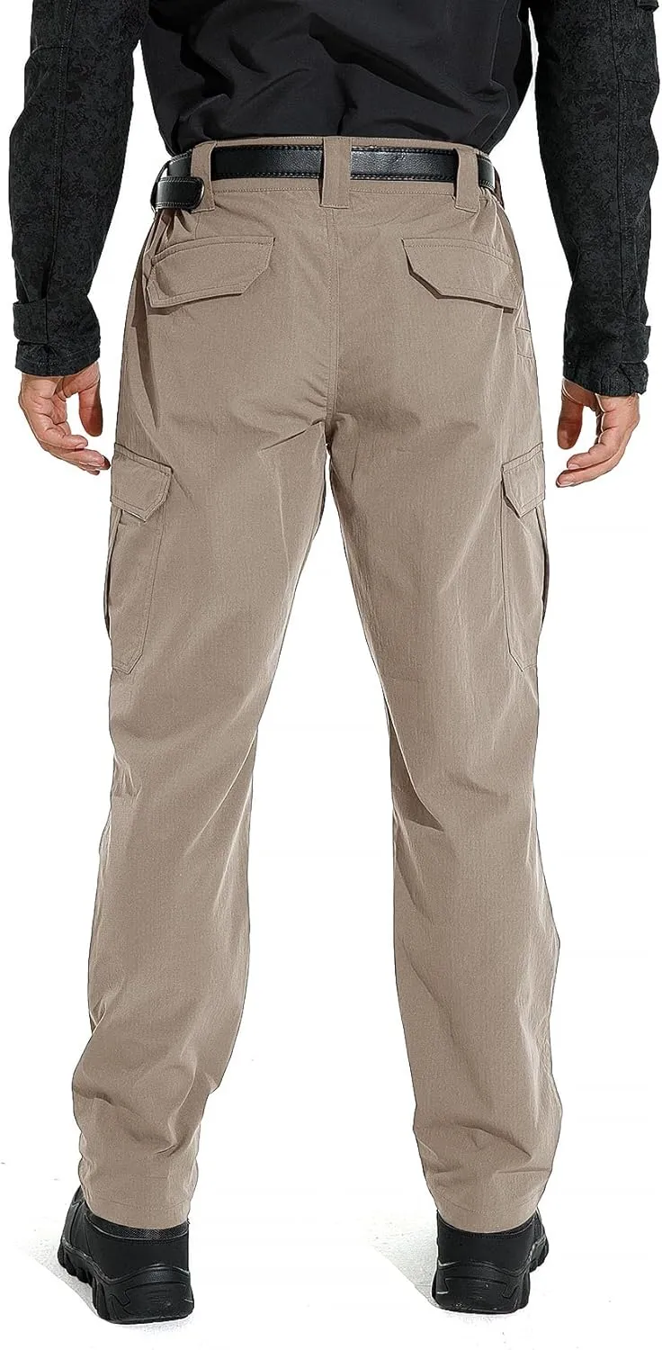 KFUBUO Men's Lightweight Ripstop Tactical Cargo Pants, Water Resistant Hiking Work Pants Relaxed Fit Black