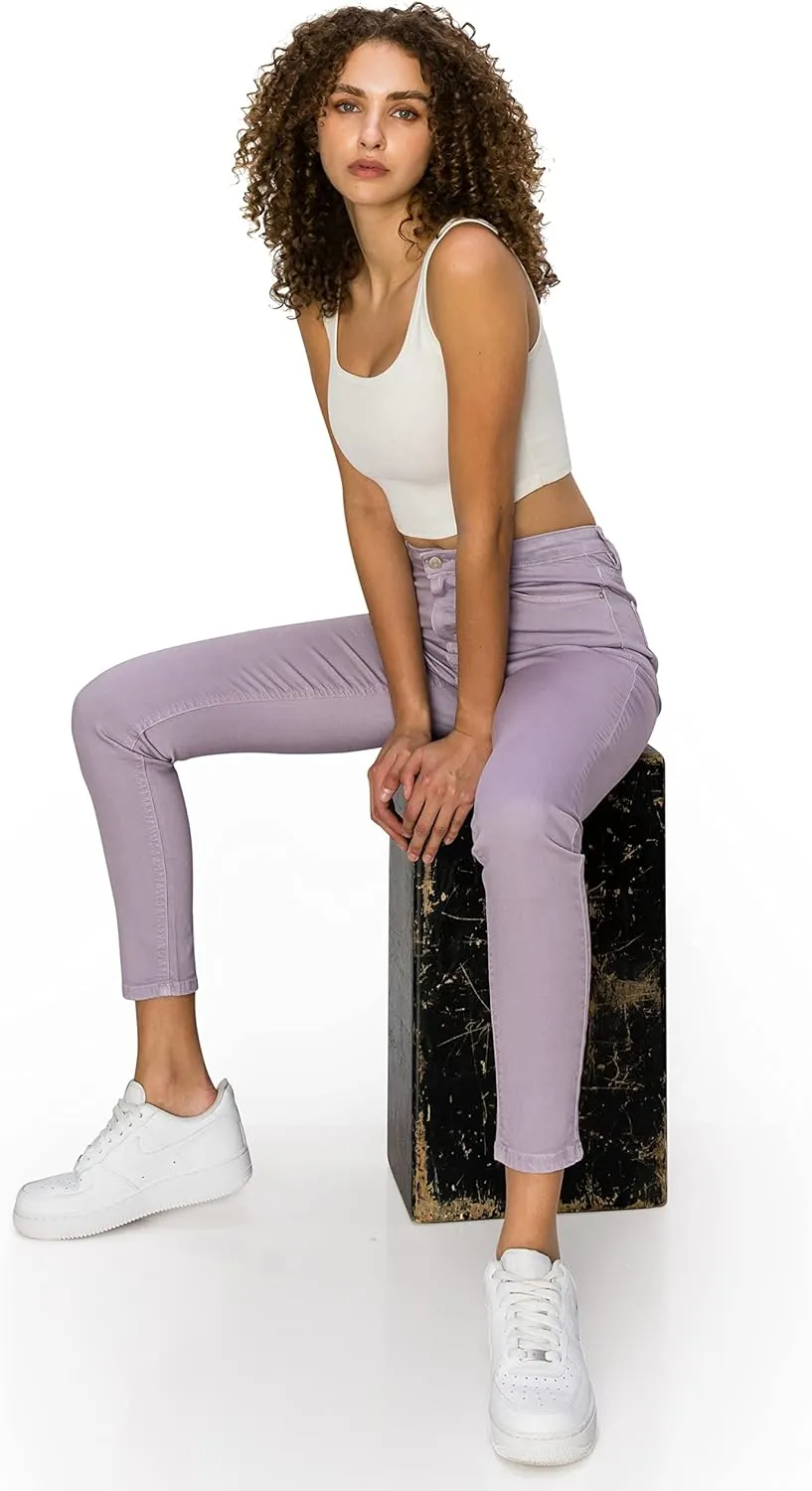 KHAKI & BLUE Cali1850 Womens The Everyday Garment-Dyed Skinny Jeans  Soft Stretchy High Rise Comfy Casual Pants