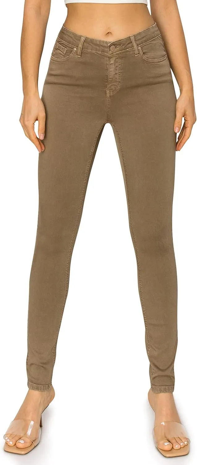 KHAKI & BLUE Cali1850 Womens The Everyday Garment-Dyed Skinny Jeans  Soft Stretchy High Rise Comfy Casual Pants