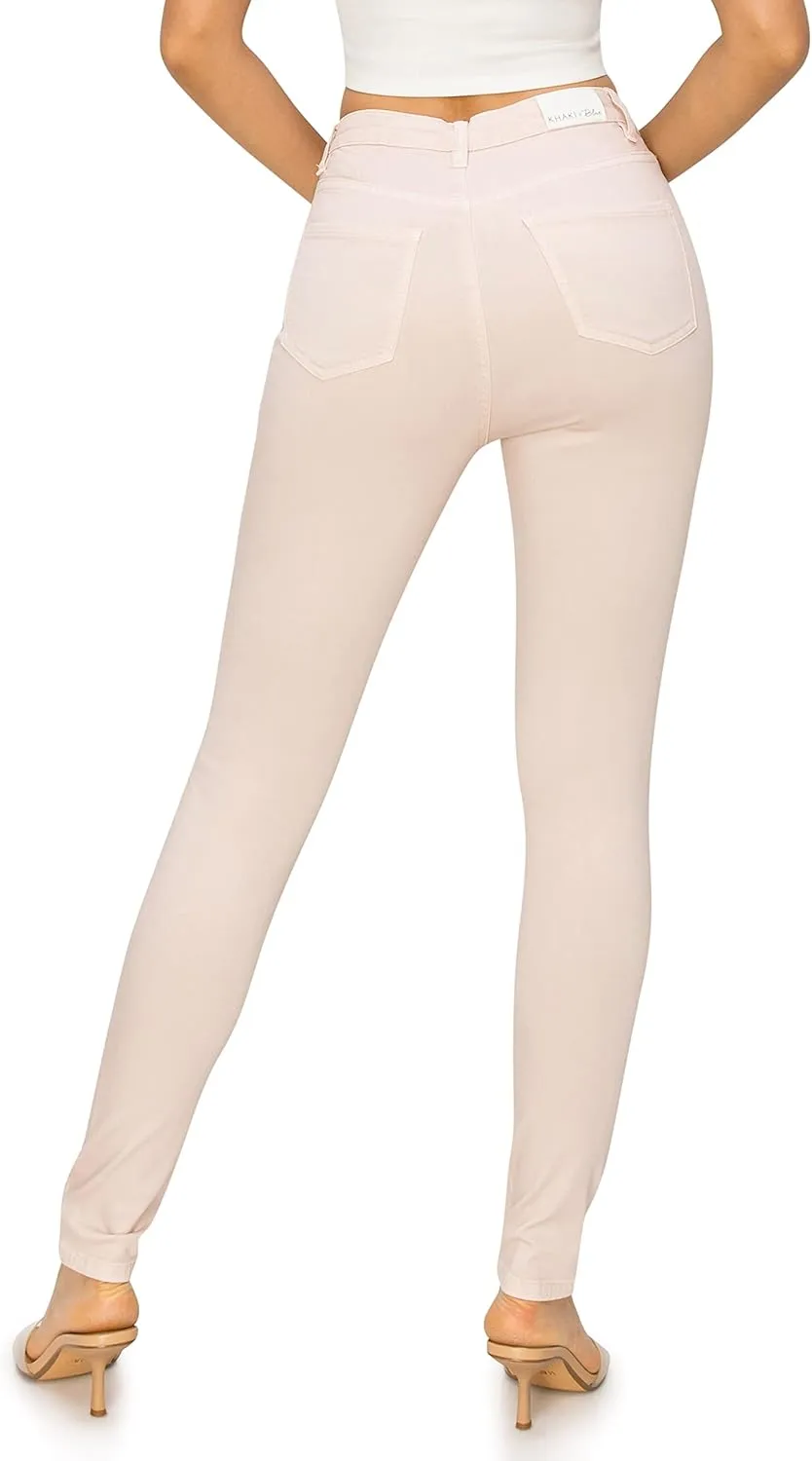 KHAKI & BLUE Cali1850 Womens The Everyday Garment-Dyed Skinny Jeans  Soft Stretchy High Rise Comfy Casual Pants