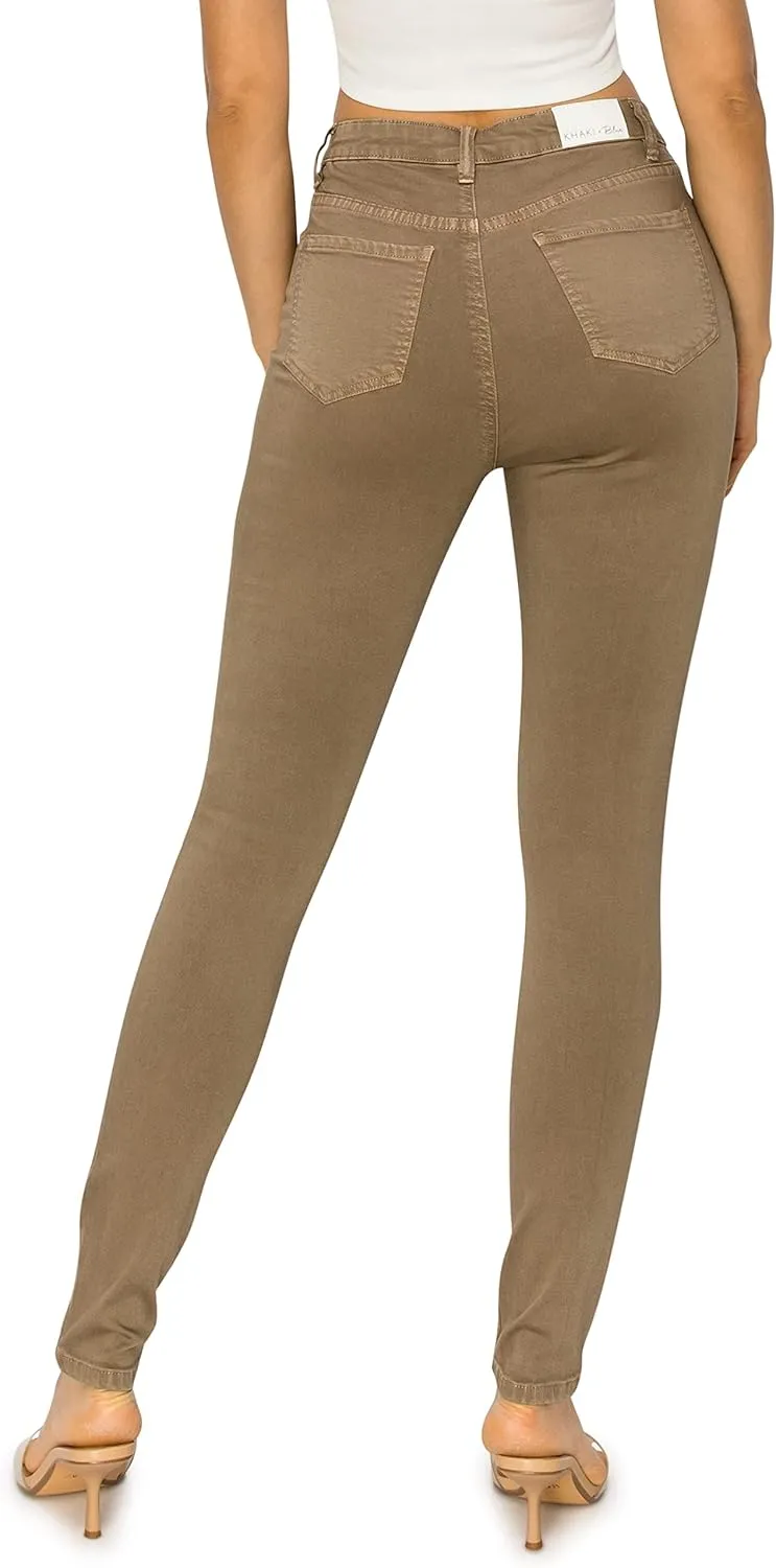 KHAKI & BLUE Cali1850 Womens The Everyday Garment-Dyed Skinny Jeans  Soft Stretchy High Rise Comfy Casual Pants