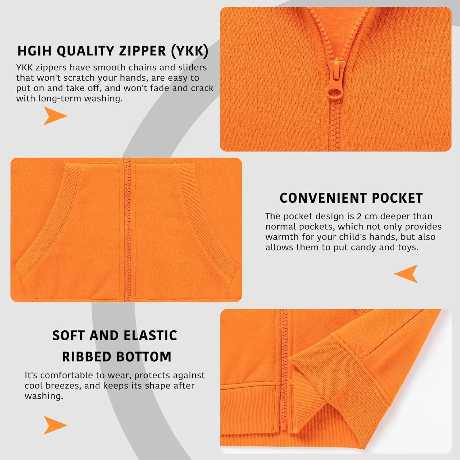 Kids Soft Brushed Fleece Zip Up Hoodie Casual Sport Hooded Sweatshirt with Pockets for Boys or Girls 3-12 Years