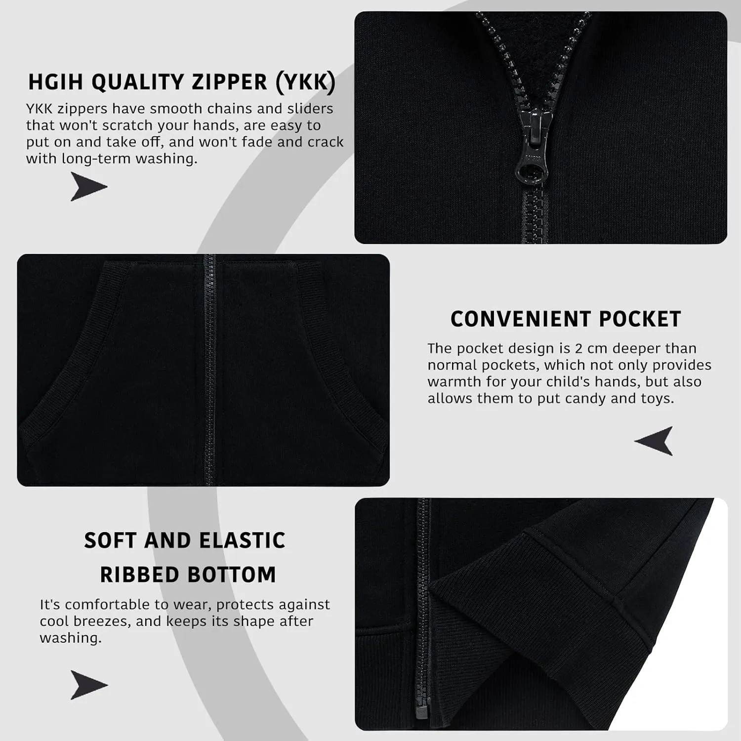 Kids Soft Brushed Fleece Zip Up Hoodie Casual Sport Hooded Sweatshirt with Pockets for Boys or Girls 3-12 Years