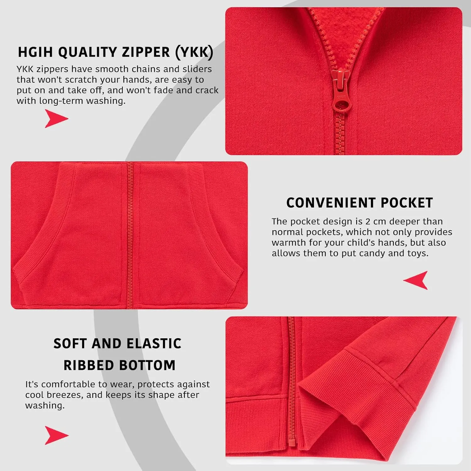Kids Soft Brushed Fleece Zip Up Hoodie Casual Sport Hooded Sweatshirt with Pockets for Boys or Girls 3-12 Years