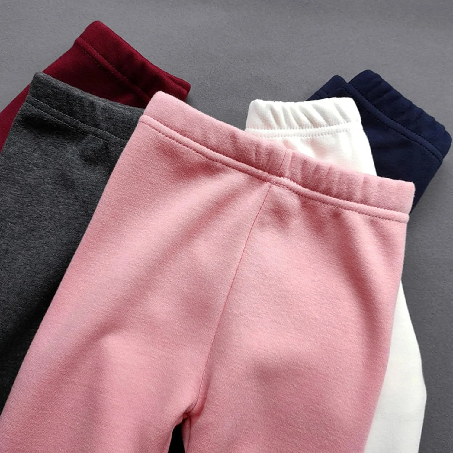 Kiench Girls Winter Leggings Fleece Lined Kids Warm Cotton Pants Pack of 2