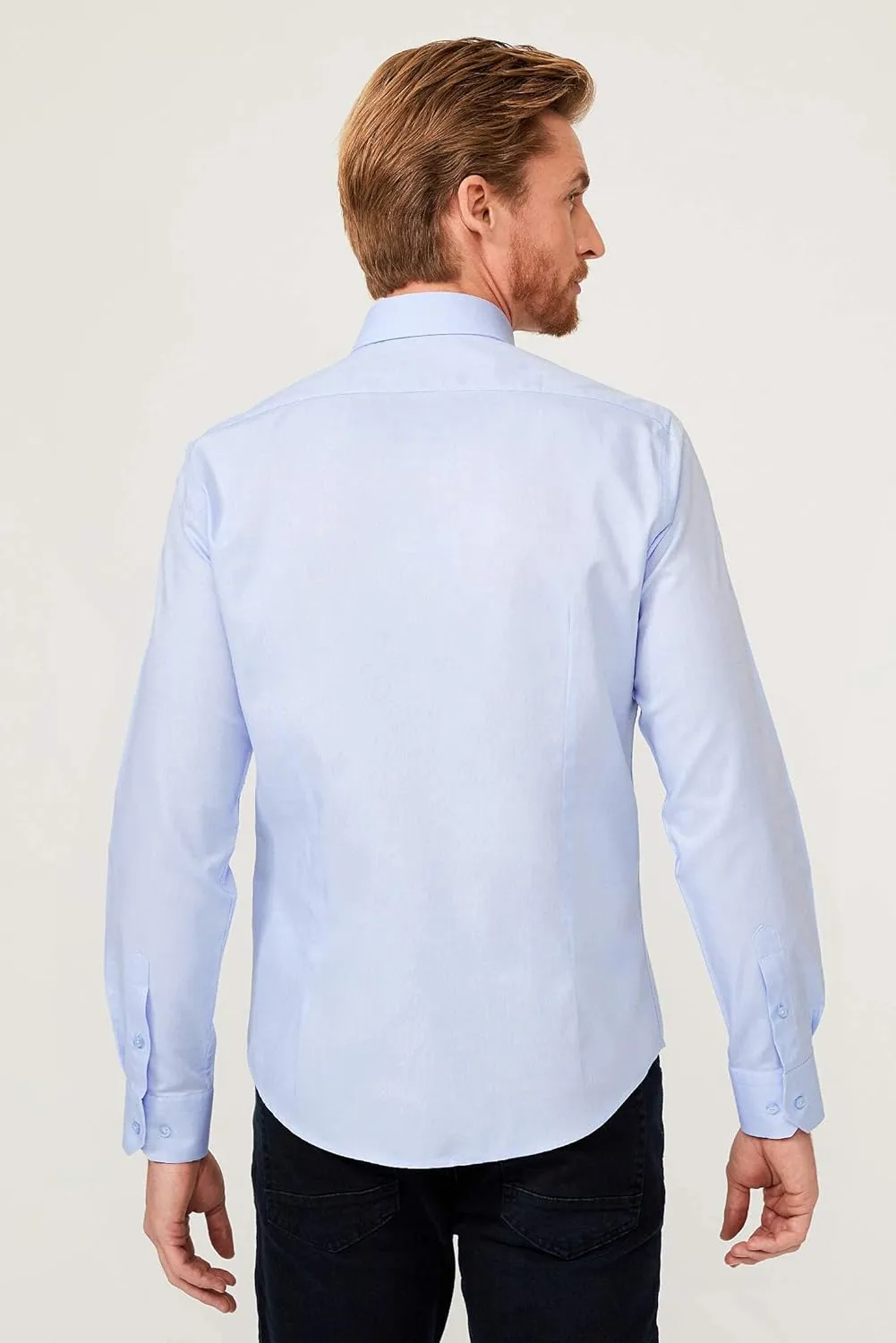 KIGILI - Men's Oxford & Non-Iron Dress Shirts- Slim Fit Long Sleeve Buttoned-Collar Solid Turkish Cotton