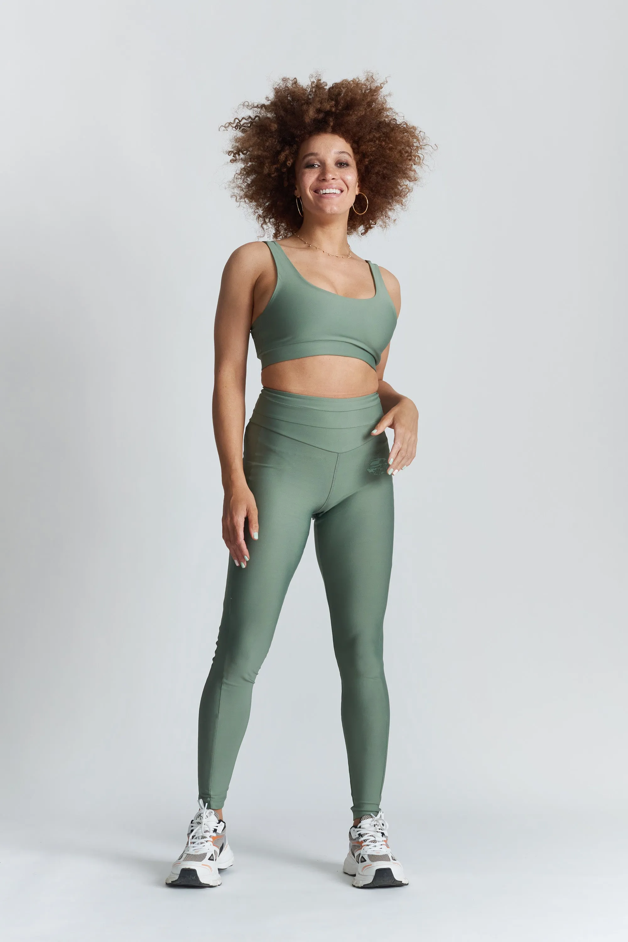 Kiku performance cropped top - Sea Spray Khaki