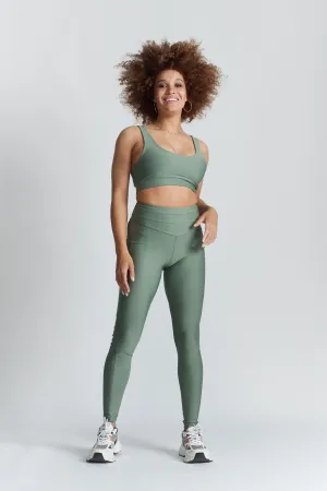 Kiku performance cropped top - Sea Spray Khaki