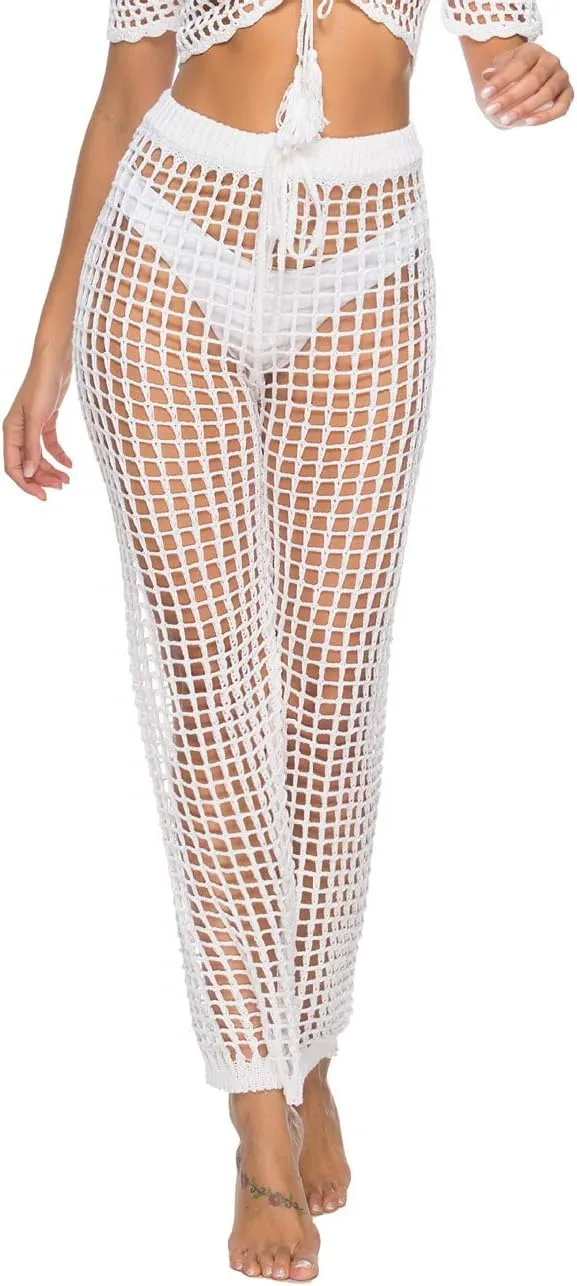 Kistore Womens Crochet Net Hollow Out Beach Pants Sexy Swimsuit Cover Up Pants