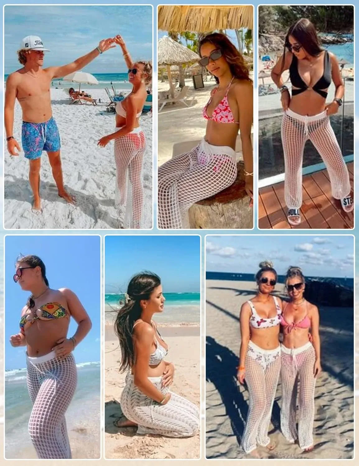 Kistore Womens Crochet Net Hollow Out Beach Pants Sexy Swimsuit Cover Up Pants