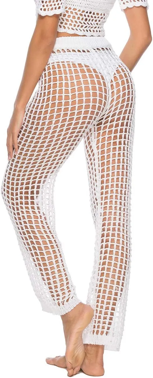Kistore Womens Crochet Net Hollow Out Beach Pants Sexy Swimsuit Cover Up Pants