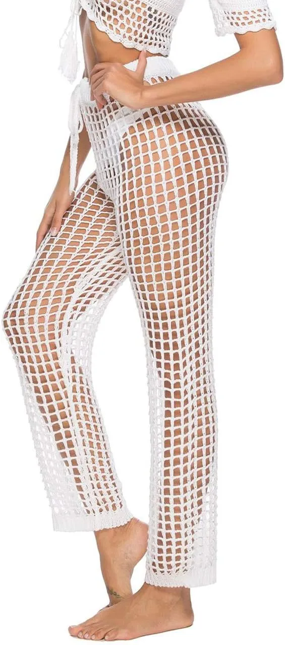 Kistore Womens Crochet Net Hollow Out Beach Pants Sexy Swimsuit Cover Up Pants