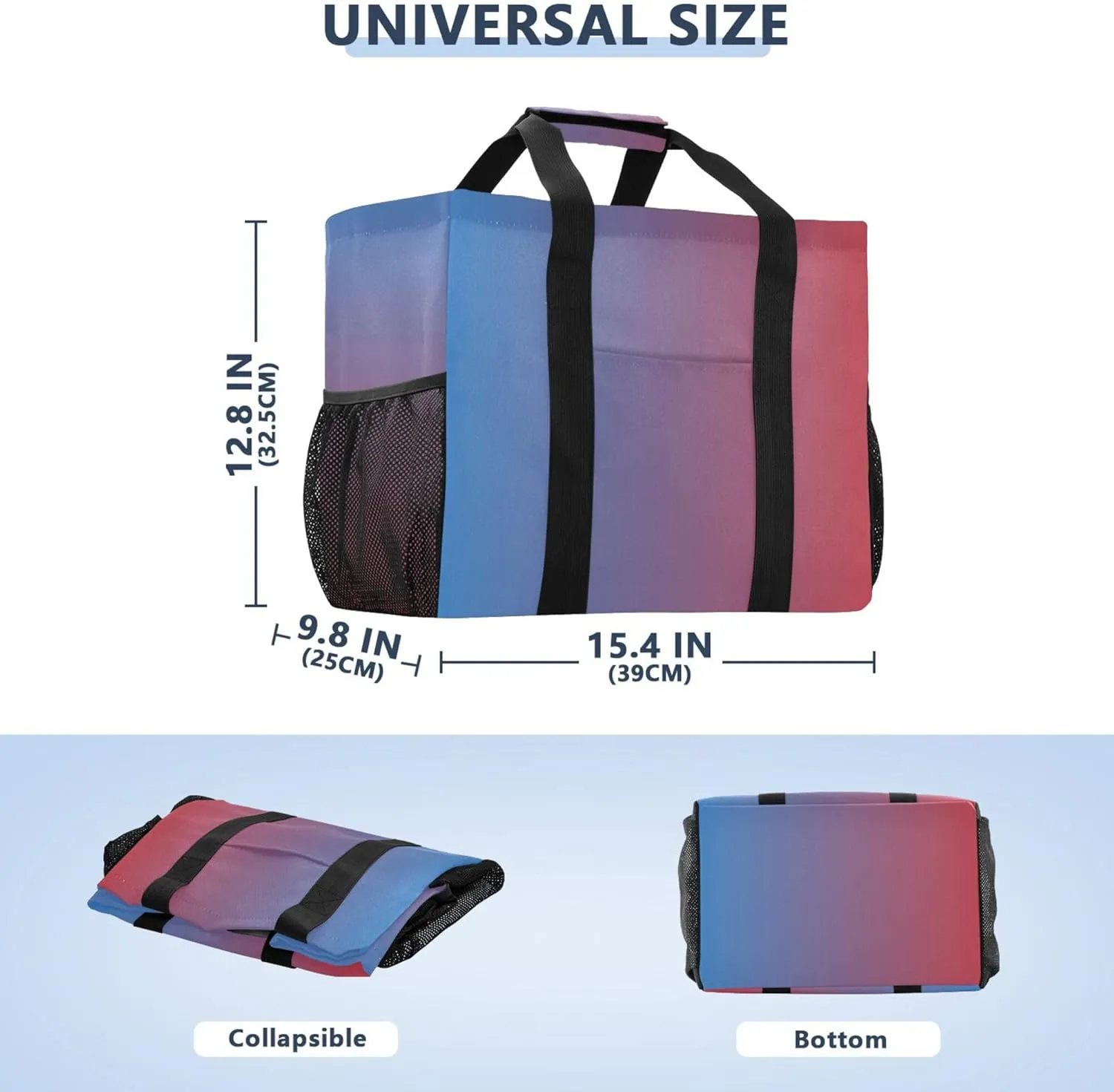 KLL Beach Bag with Handles Foldable Water Resistant Reusable Grocery Shopping Bags