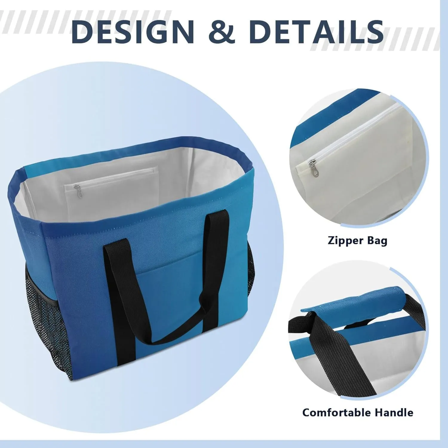 KLL Beach Bag with Handles Foldable Water Resistant Reusable Grocery Shopping Bags