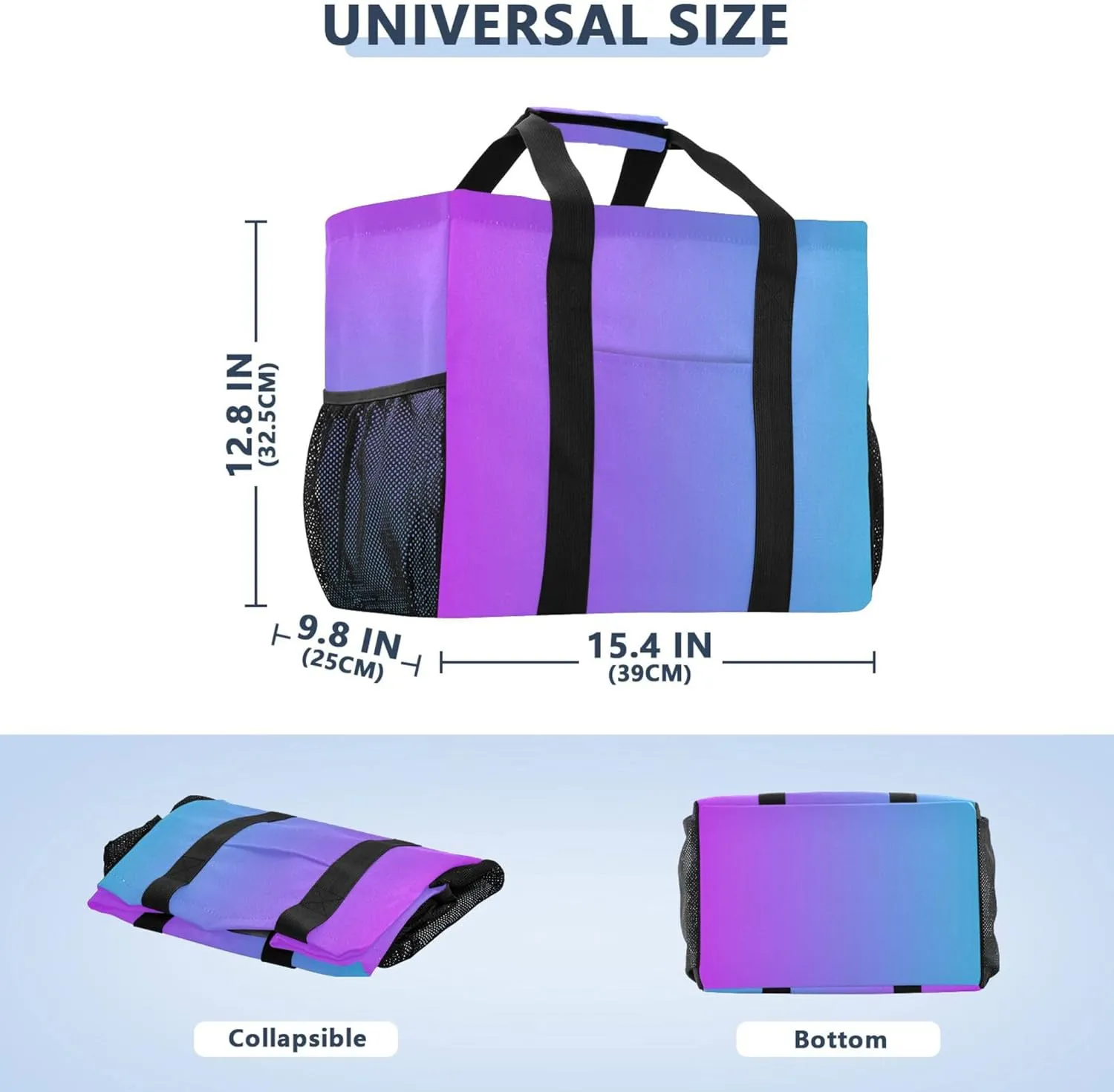 KLL Beach Bag with Handles Foldable Water Resistant Reusable Grocery Shopping Bags