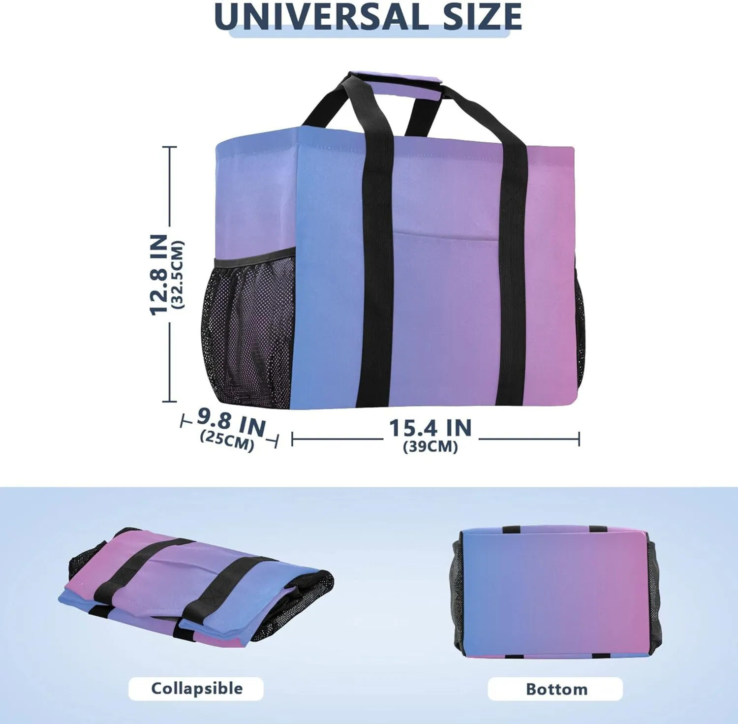 KLL Beach Bag with Handles Foldable Water Resistant Reusable Grocery Shopping Bags