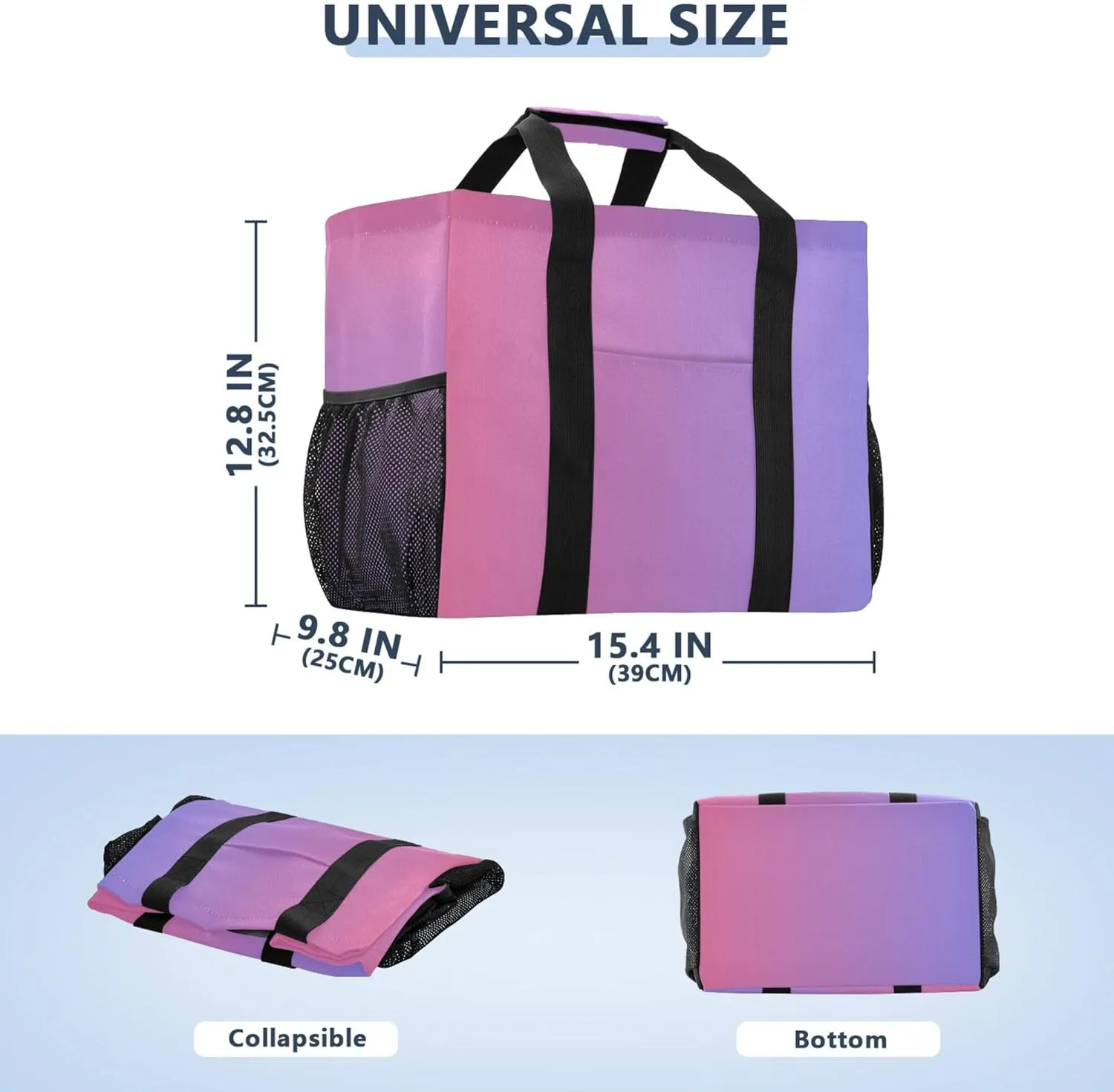 KLL Beach Bag with Handles Foldable Water Resistant Reusable Grocery Shopping Bags