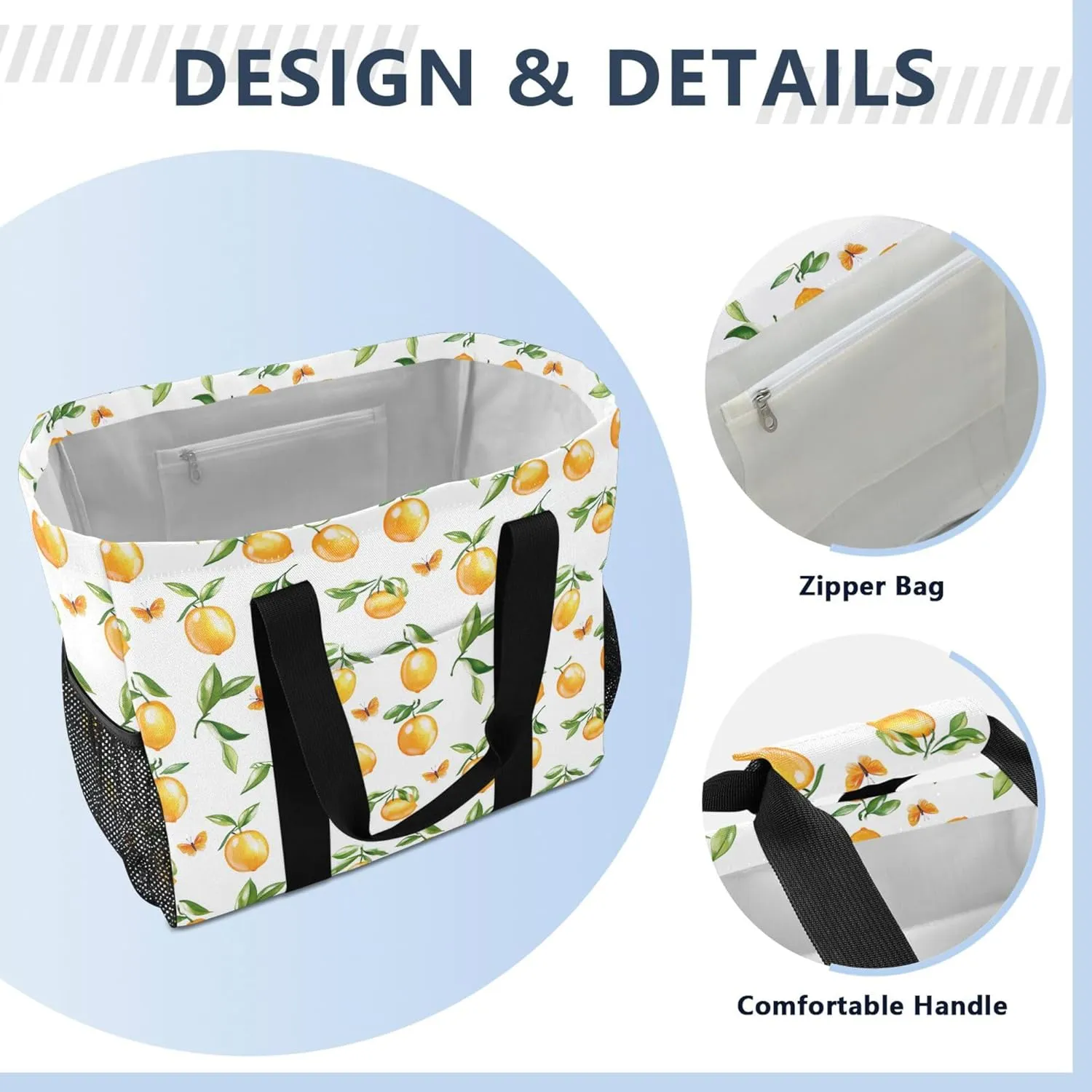 KLL Utility Tote Bag For Women with Handles Collapsable Water Resistant Reusable Grocery Bags