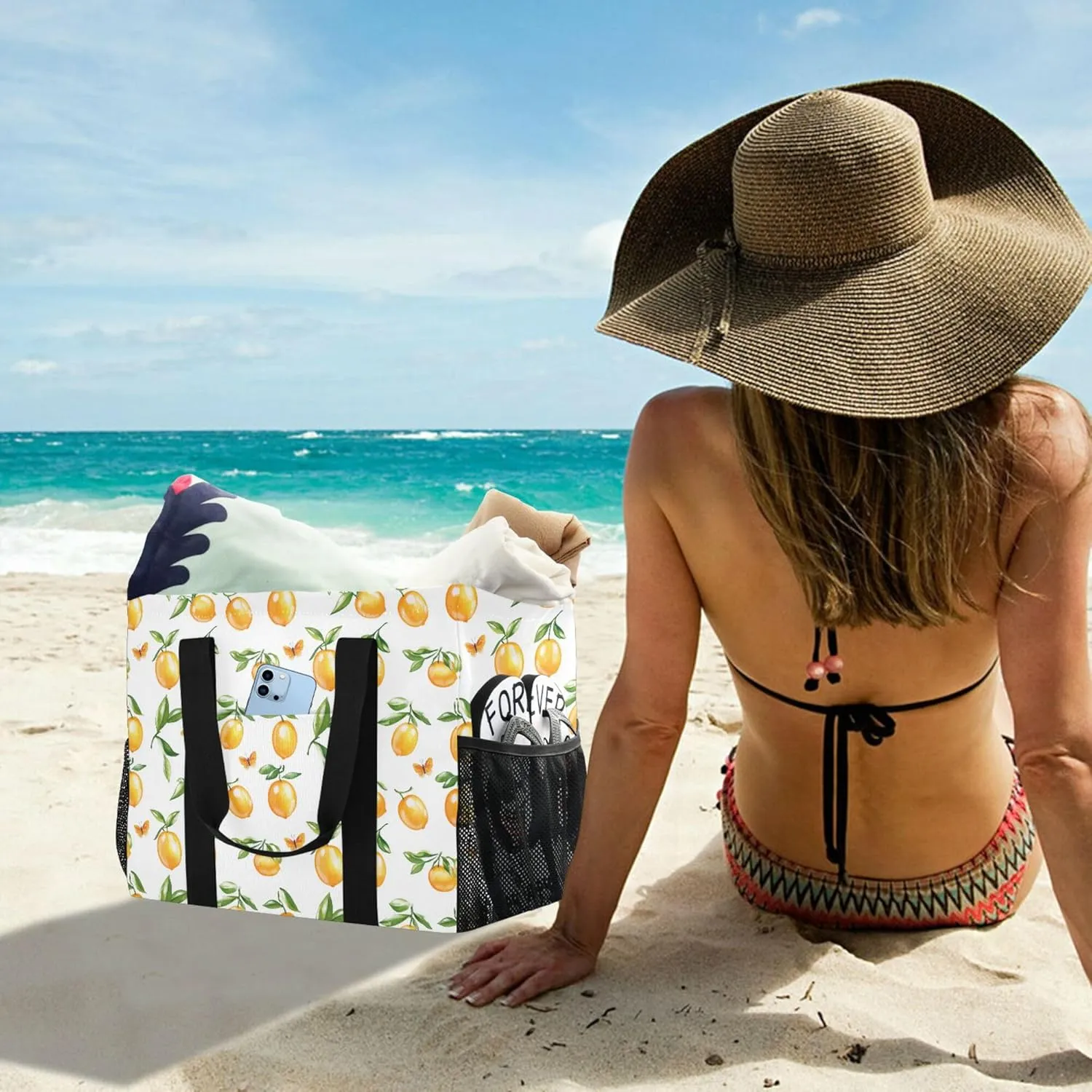 KLL Utility Tote Bag For Women with Handles Collapsable Water Resistant Reusable Grocery Bags