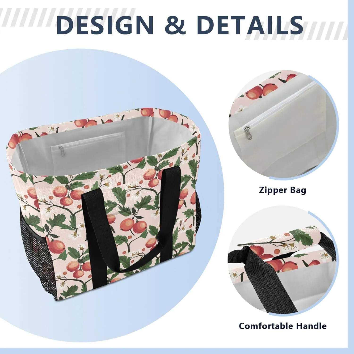 KLL Utility Tote Bag For Women with Handles Collapsable Water Resistant Reusable Grocery Bags