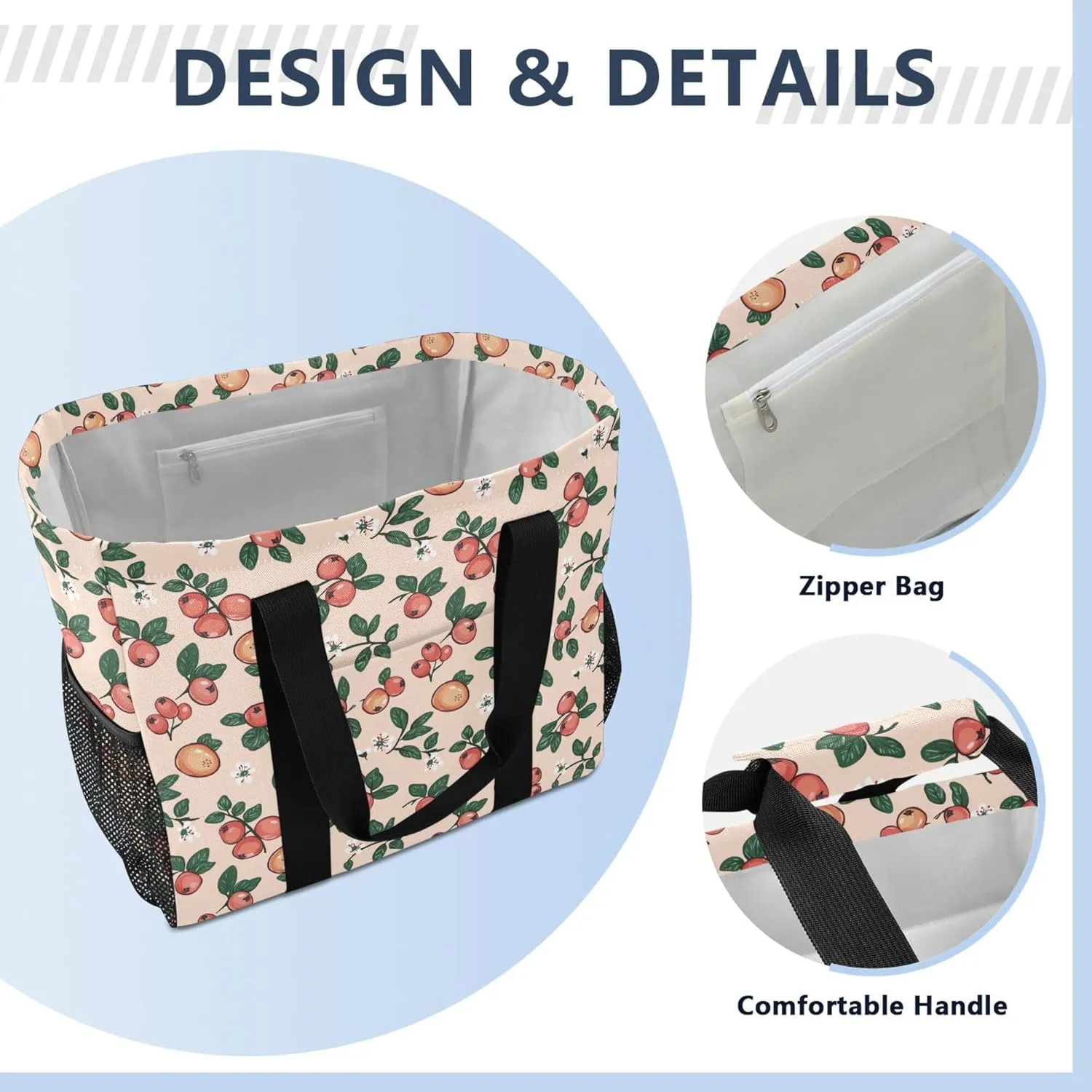KLL Utility Tote Bag For Women with Handles Collapsable Water Resistant Reusable Grocery Bags