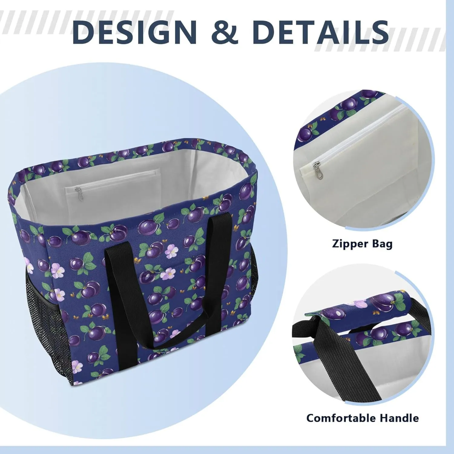 KLL Utility Tote Bag For Women with Handles Collapsable Water Resistant Reusable Grocery Bags