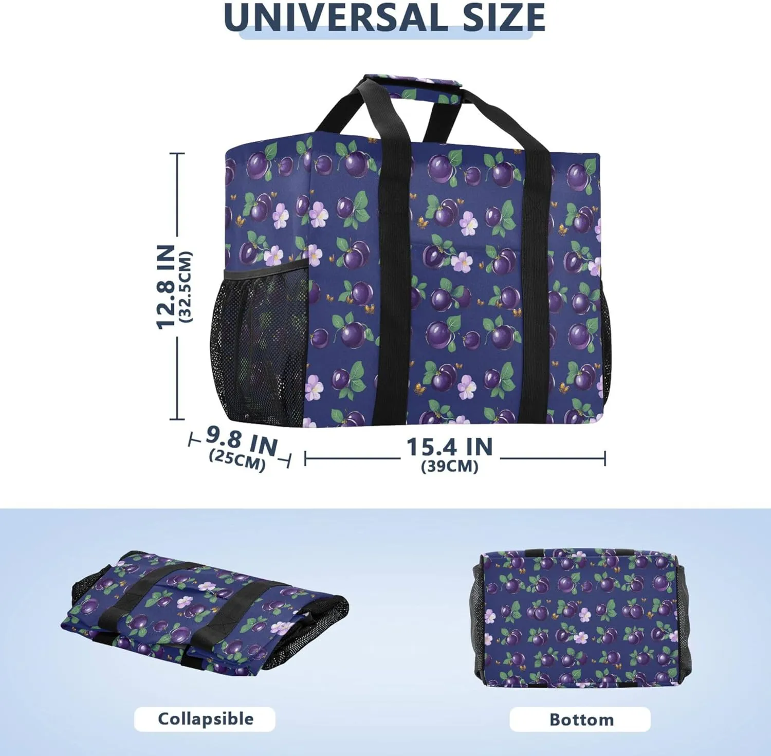 KLL Utility Tote Bag For Women with Handles Collapsable Water Resistant Reusable Grocery Bags
