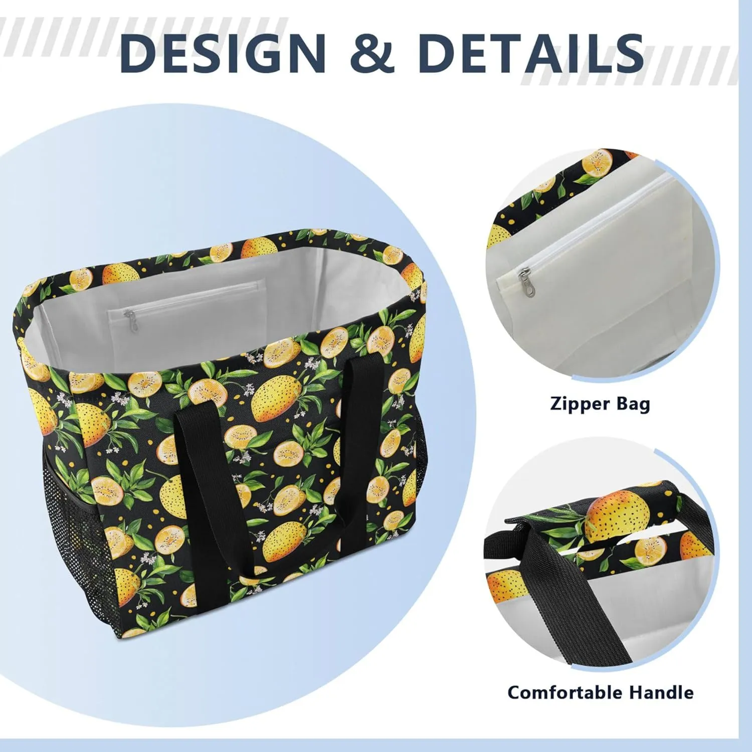 KLL Utility Tote Bag For Women with Handles Collapsable Water Resistant Reusable Grocery Bags