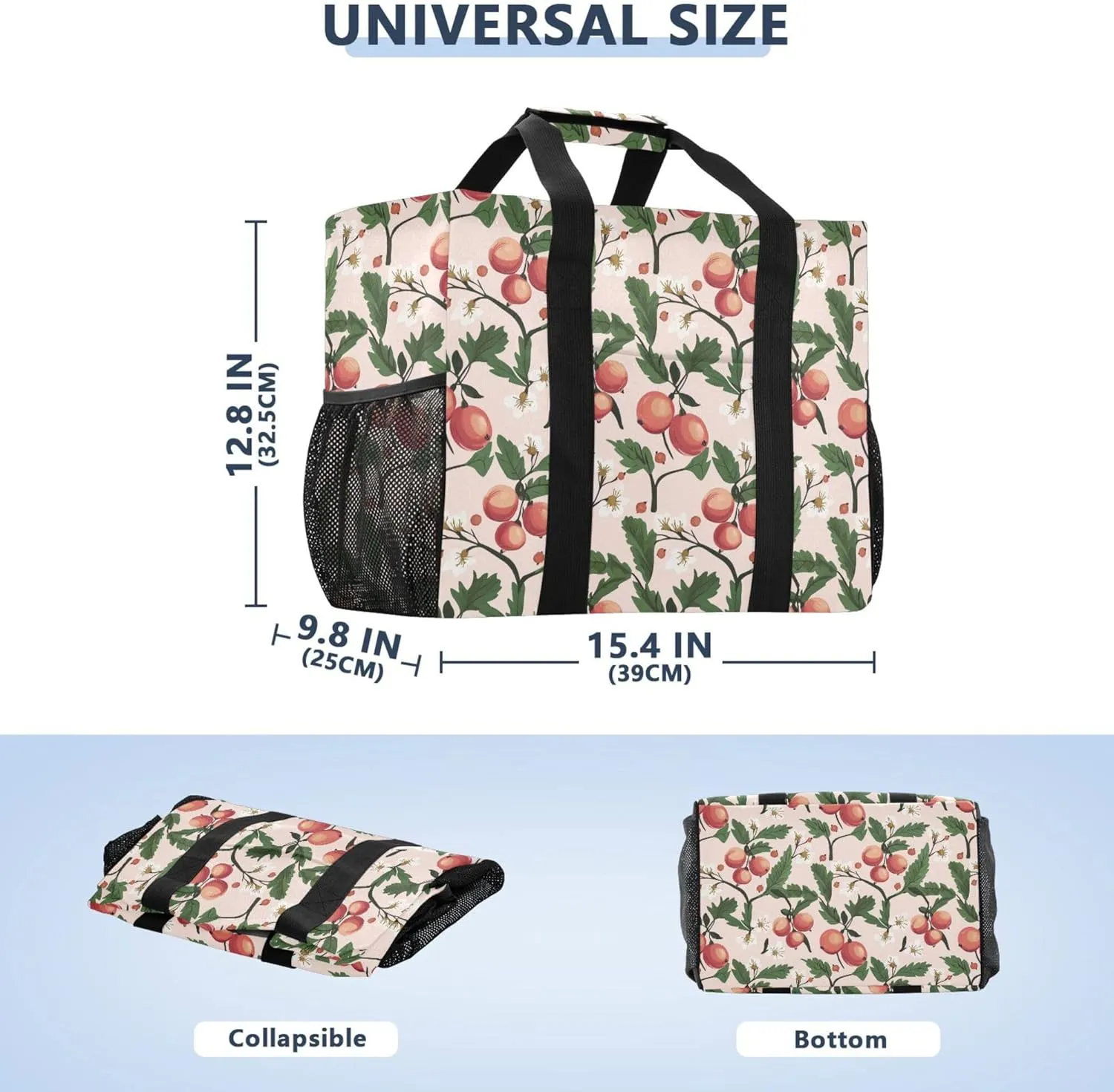 KLL Utility Tote Bag For Women with Handles Collapsable Water Resistant Reusable Grocery Bags