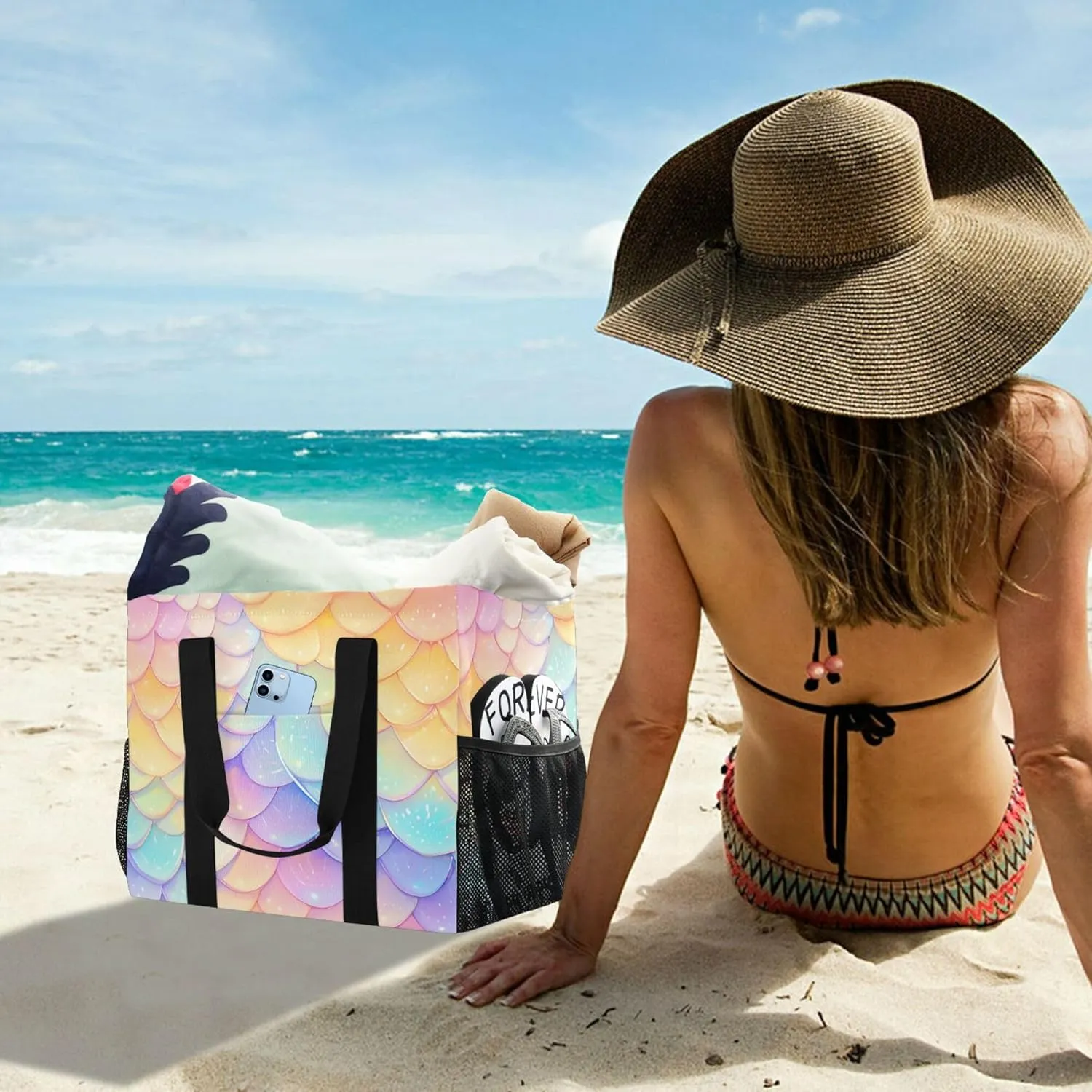 KLL Utility Tote Bag with Handles Foldable Water Resistant Shopping Bags Reusable