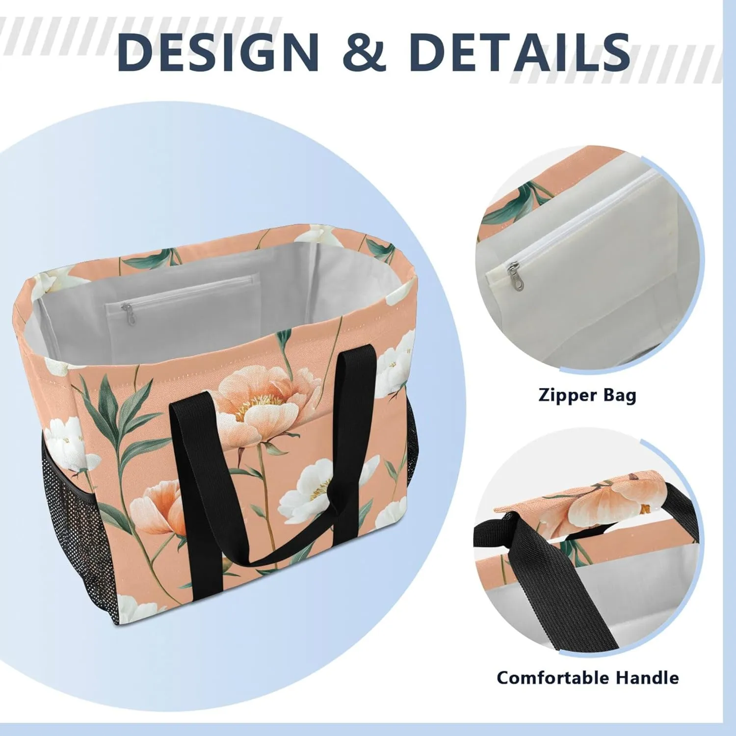KLL Utility Tote Bags For Women Canvas Foldable Water Resistant Car Tote Bag