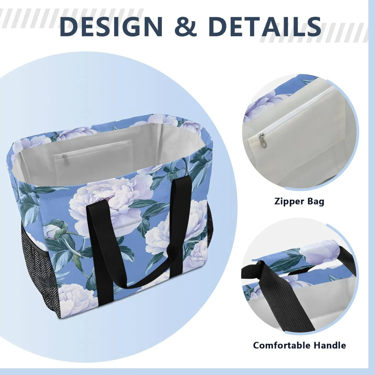 KLL Utility Tote Bags For Women Canvas Foldable Water Resistant Car Tote Bag
