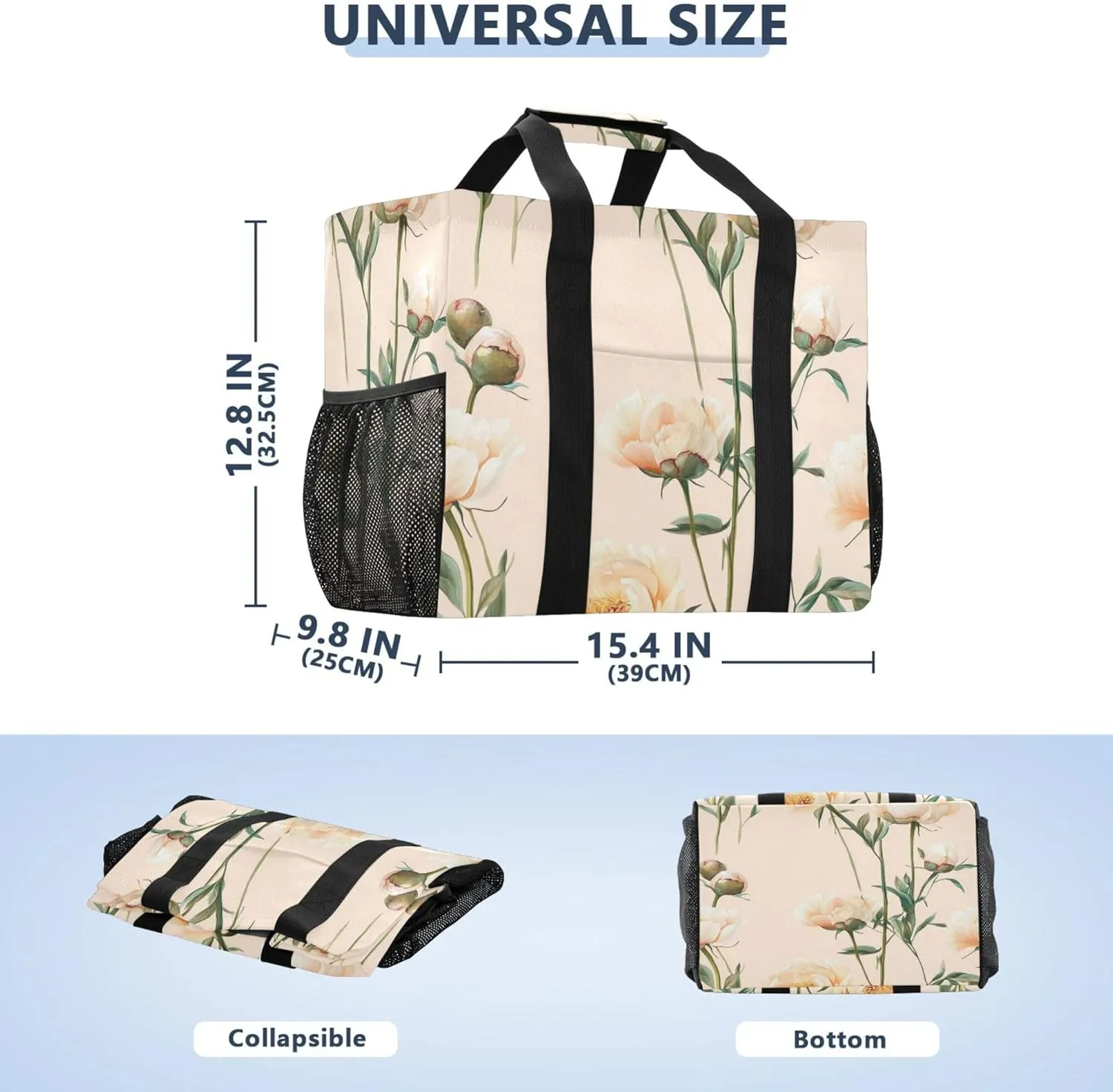 KLL Utility Tote Bags For Women Canvas Foldable Water Resistant Car Tote Bag