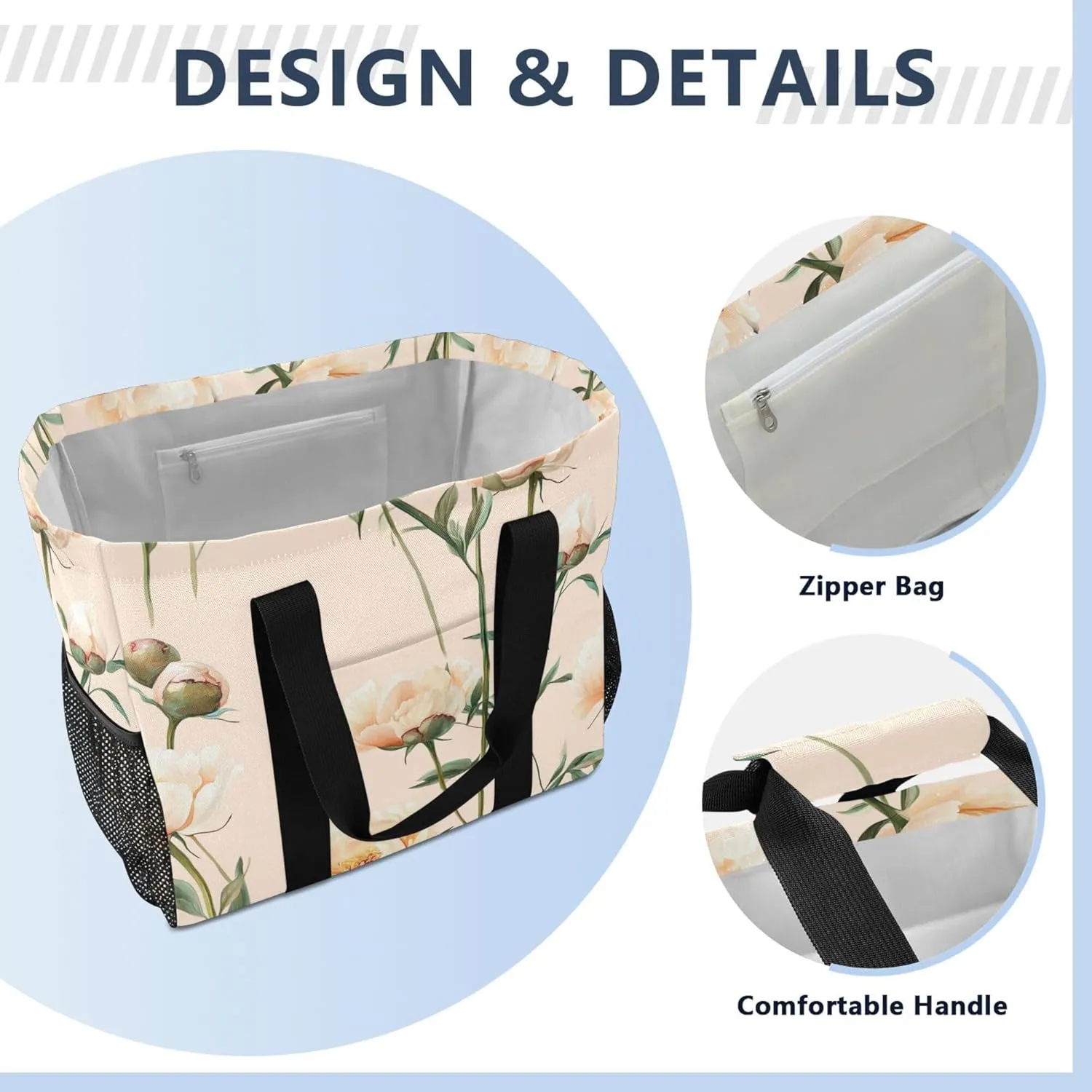KLL Utility Tote Bags For Women Canvas Foldable Water Resistant Car Tote Bag