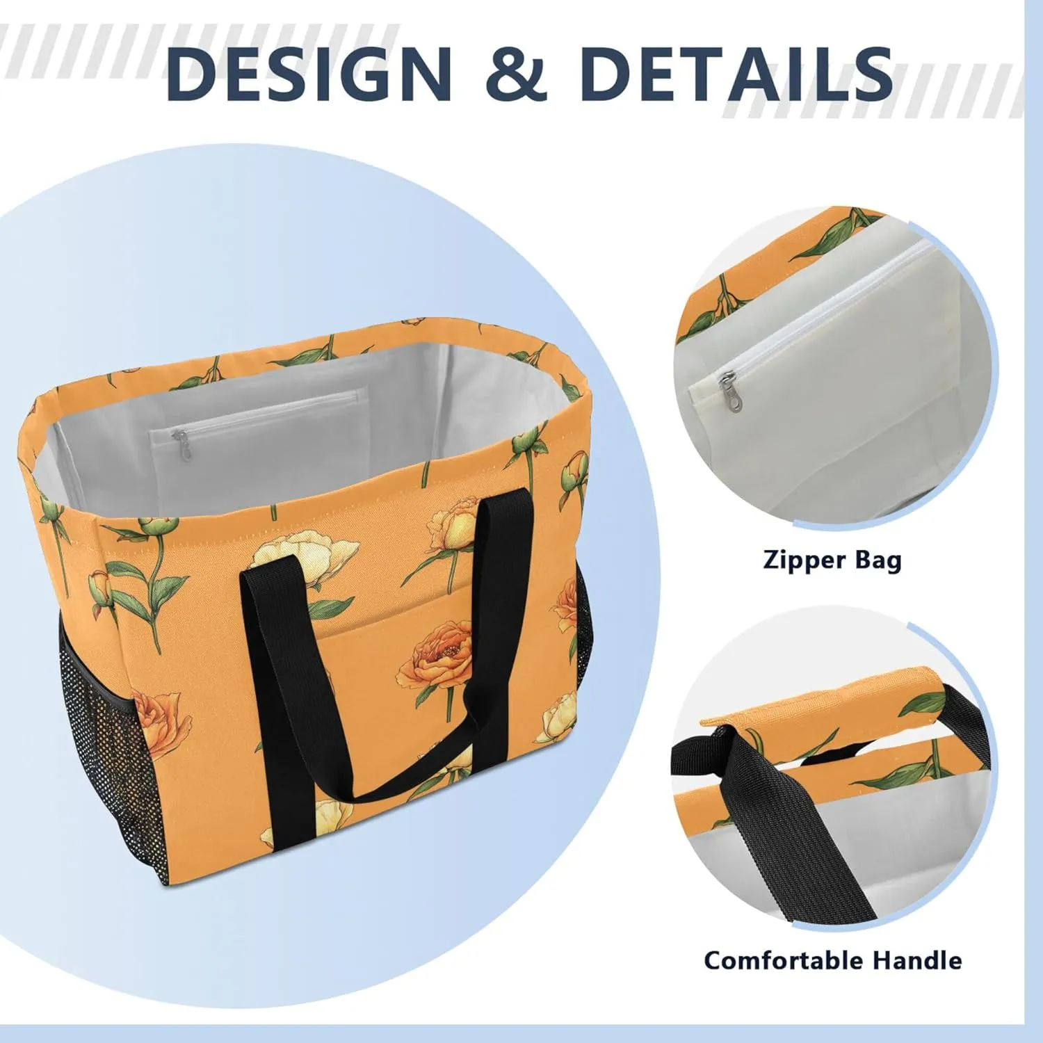 KLL Utility Tote Bags For Women Canvas Foldable Water Resistant Car Tote Bag