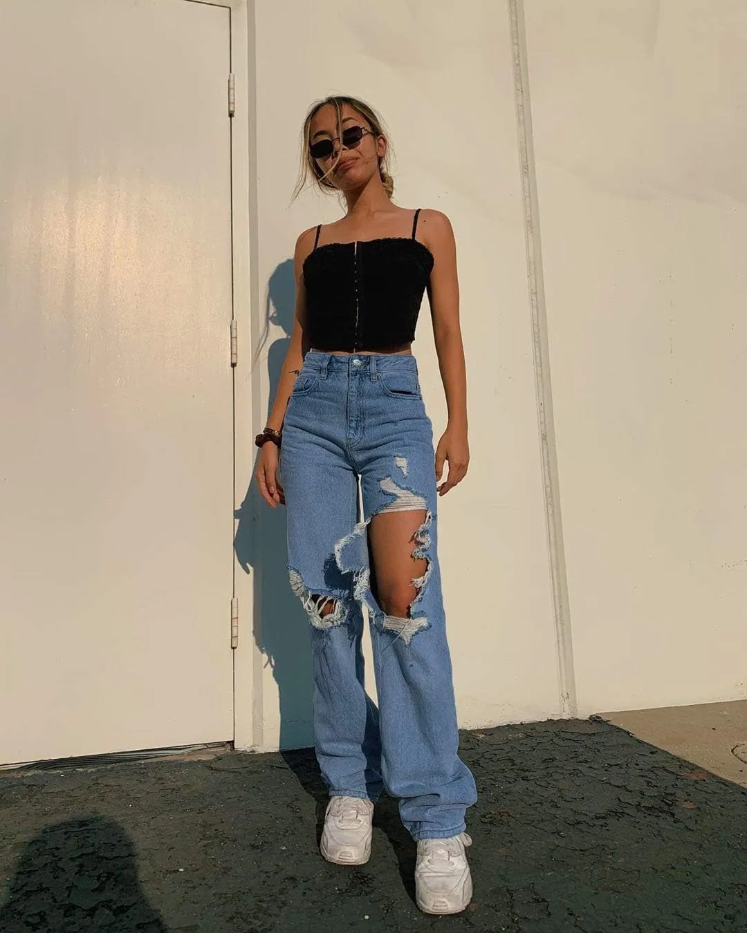 KMBANGI Womens High Waisted Wide Leg Pants Straight Denim Jeans Casual Baggy Trousers Y2K Streetwear Fashion