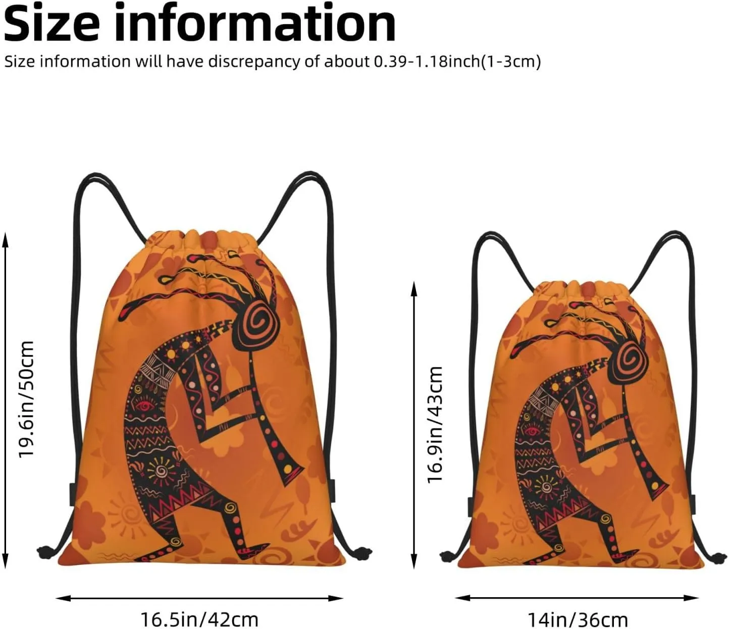 Kokopelli Statue Drawstring Bag Sports Sackpack Water Resistant String Bag For Sport Shopping Yoga Gym