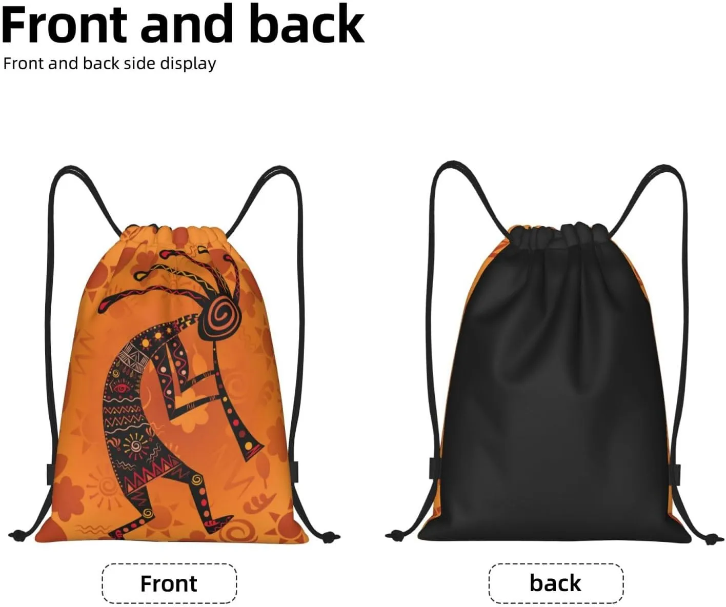 Kokopelli Statue Drawstring Bag Sports Sackpack Water Resistant String Bag For Sport Shopping Yoga Gym