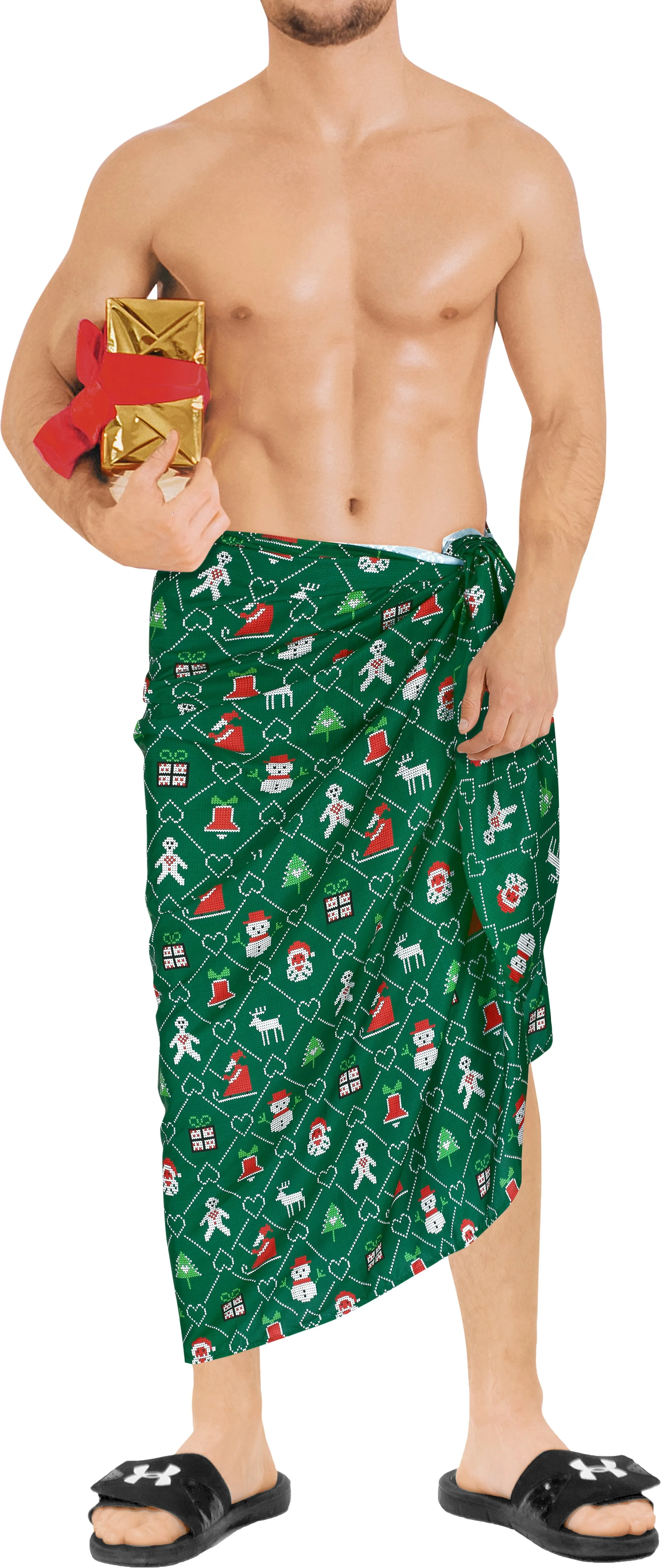 LA LEELA Men's Swimsuit Beach Hawaii Sarong Christmas Day 78" X42"