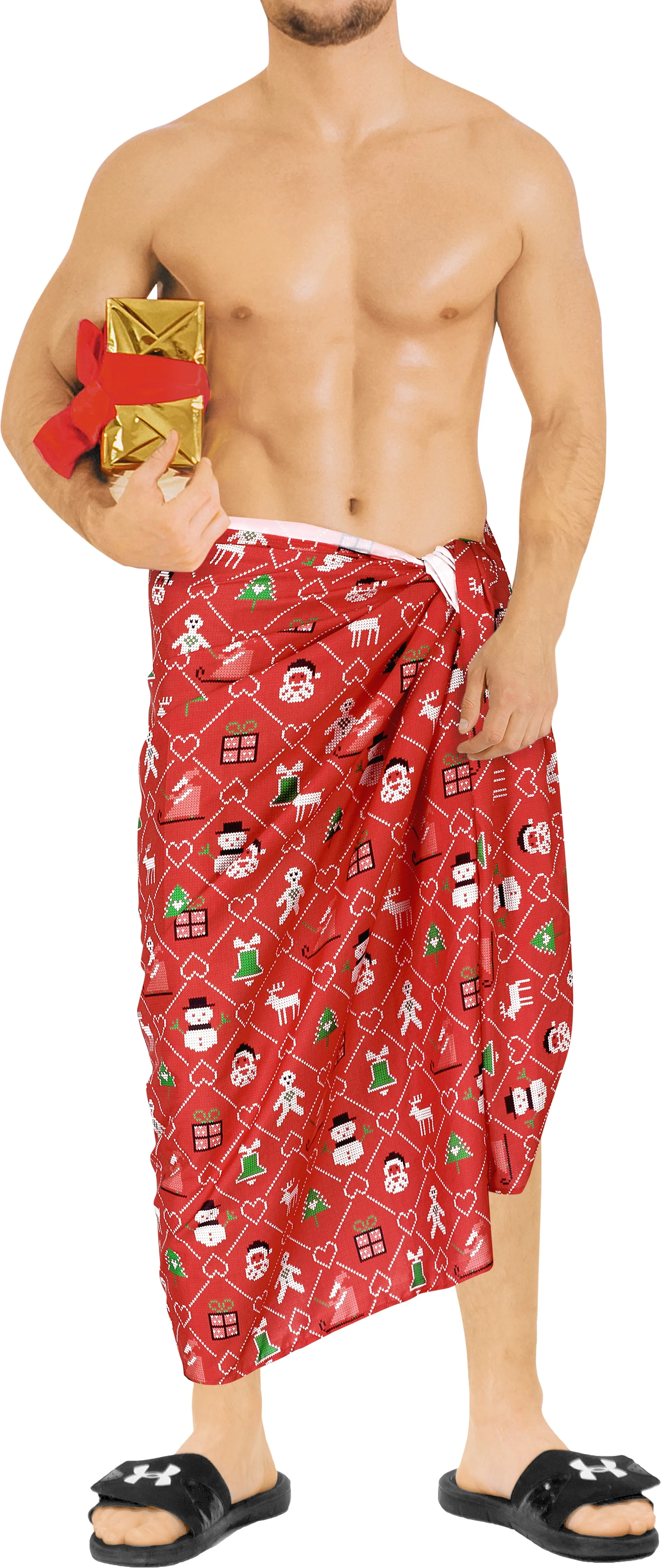 LA LEELA Men's Swimsuit Beach Hawaii Sarong Christmas Day 78" X42"