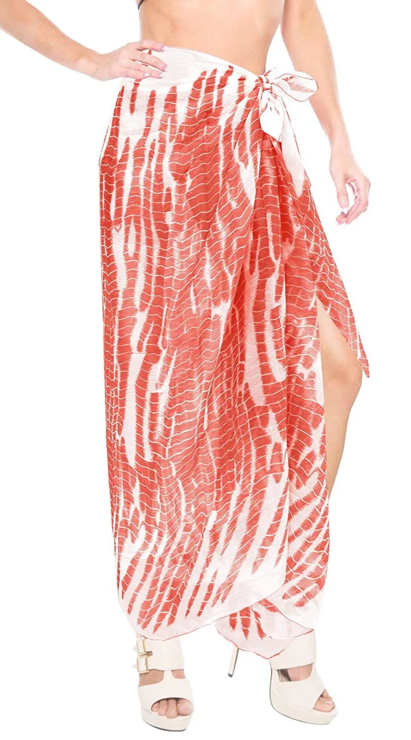 LA LEELA Women Beachwear Sarong Bikini Cover up Wrap Satin_Stripe ONE Size