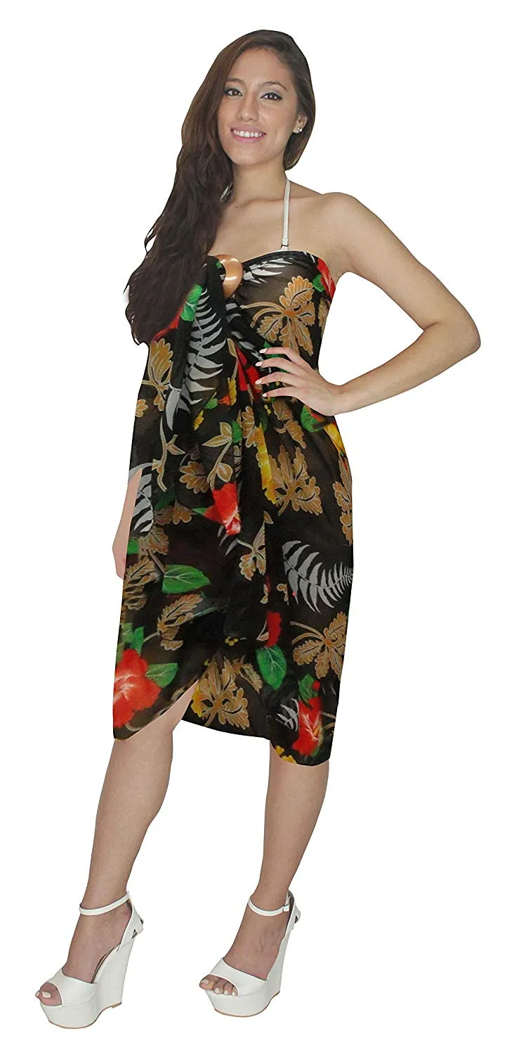 LA LEELA Women Beachwear Sarong Bikini Cover up Wrap Satin_Stripe ONE Size