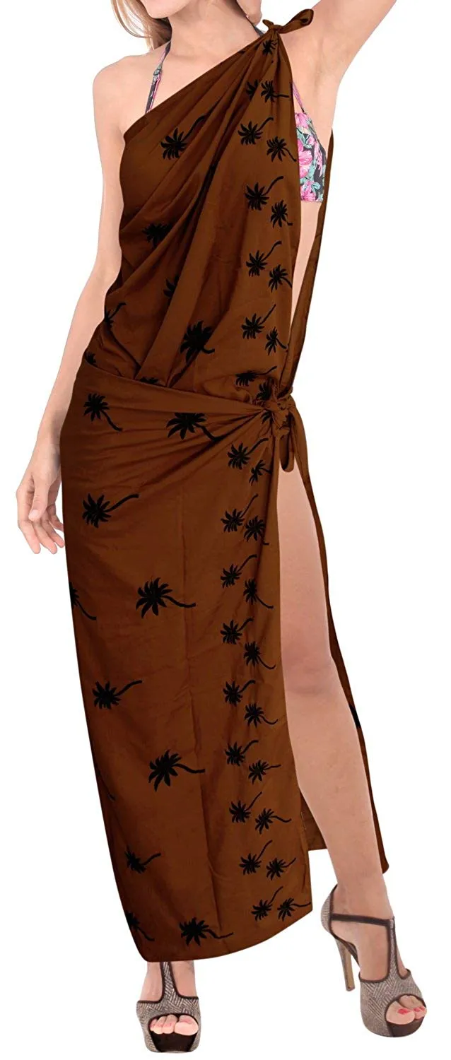 LA LEELA Women Bikini Cover up Wrap Dress Swimwear Sarong Solid 6 ONE Size