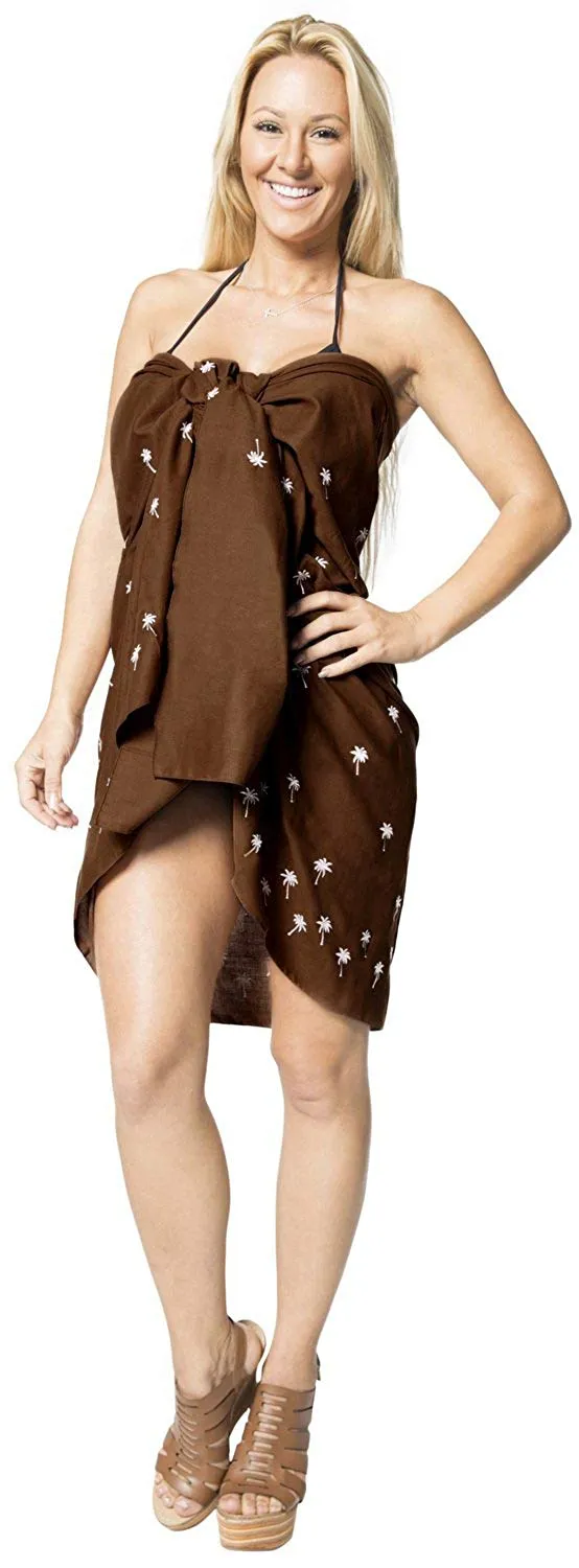 LA LEELA Women Bikini Cover up Wrap Dress Swimwear Sarong Solid 6 ONE Size