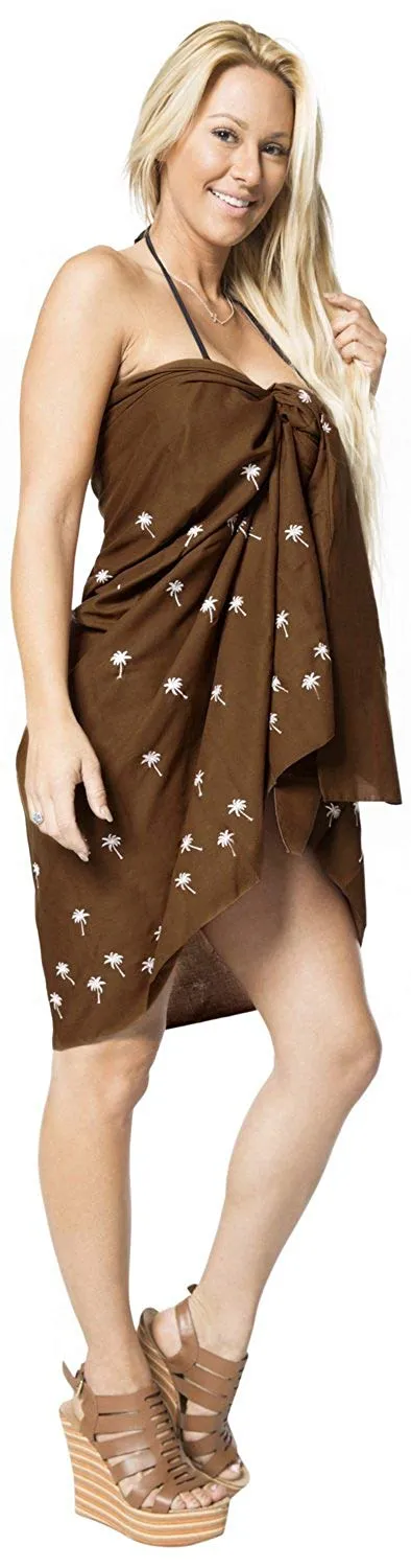 LA LEELA Women Bikini Cover up Wrap Dress Swimwear Sarong Solid 6 ONE Size