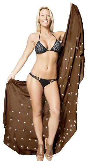 LA LEELA Women Bikini Cover up Wrap Dress Swimwear Sarong Solid 6 ONE Size