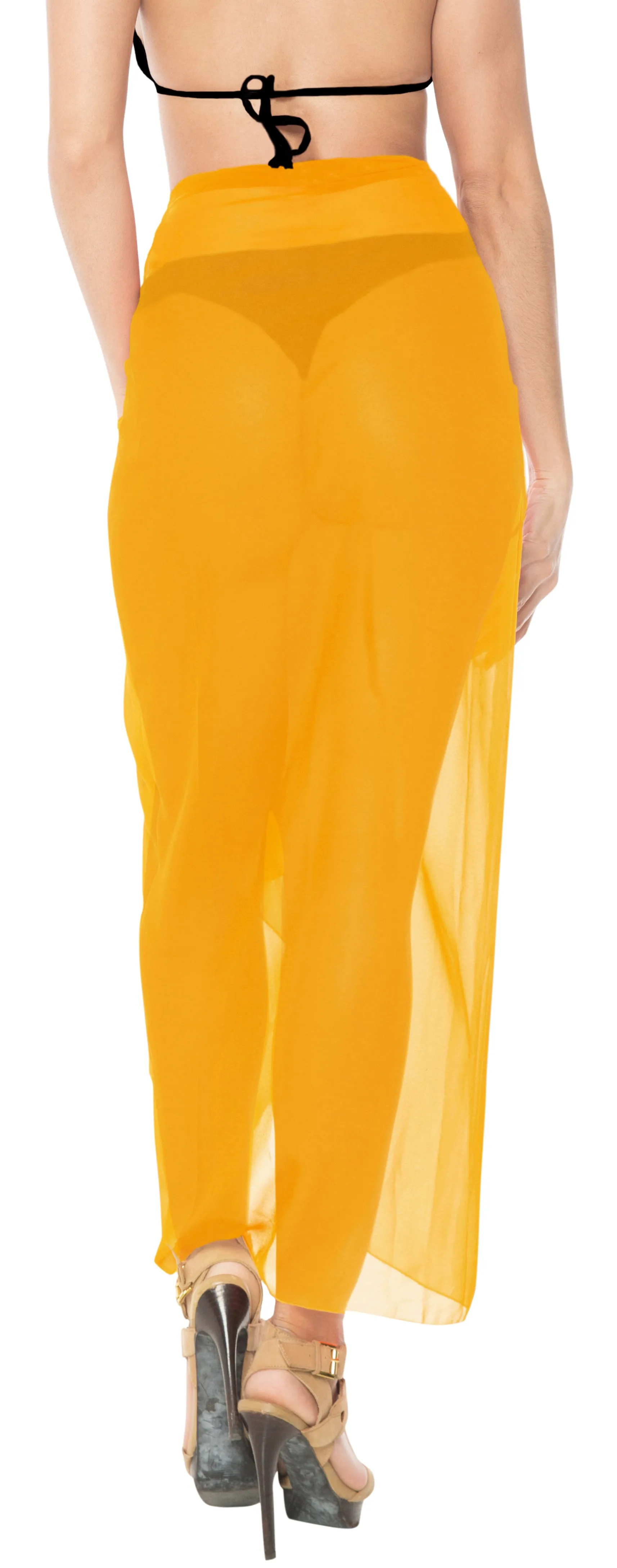 La Leela Women's Bikini Beach Wrap Hawaiian Sarong Swimming Suit Bathing Pareo Beachwear Valentines Day Dress Cover up Long 78"x42" Yellow 121205