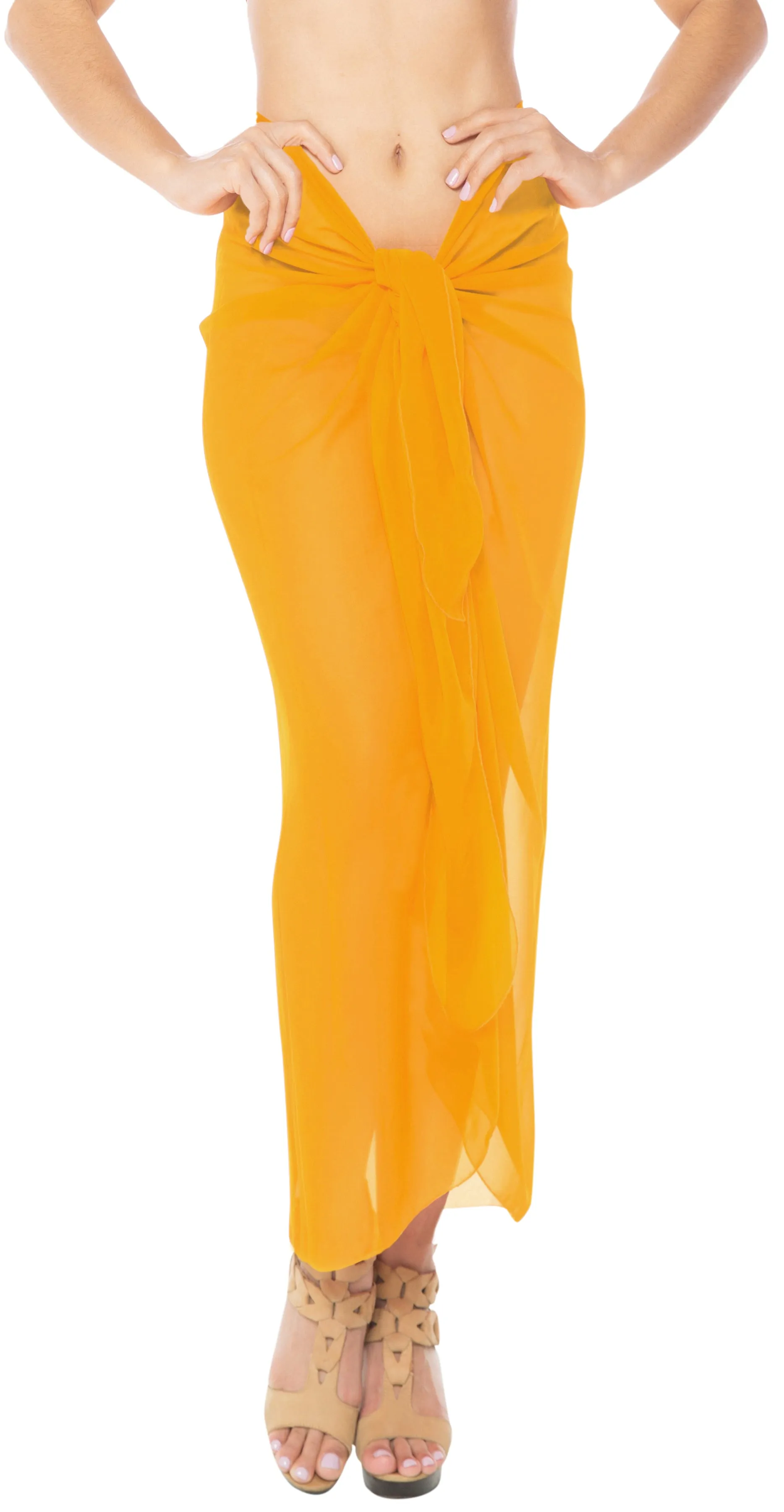La Leela Women's Bikini Beach Wrap Hawaiian Sarong Swimming Suit Bathing Pareo Beachwear Valentines Day Dress Cover up Long 78"x42" Yellow 121205