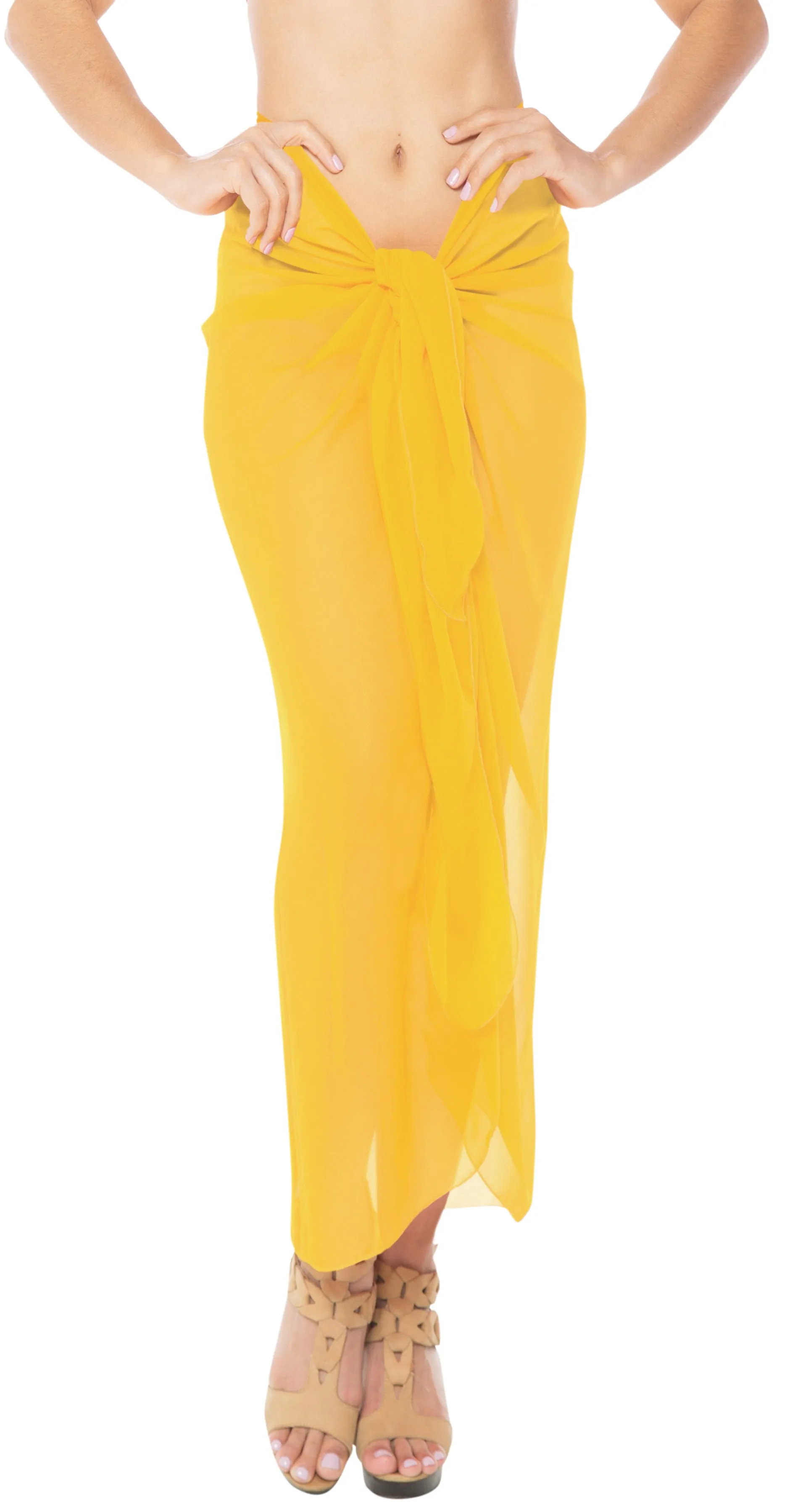La Leela Women's Bikini Beach Wrap Hawaiian Sarong Swimming Suit Bathing Pareo Beachwear Valentines Day Dress Cover up Long 78"x42" Yellow 123119