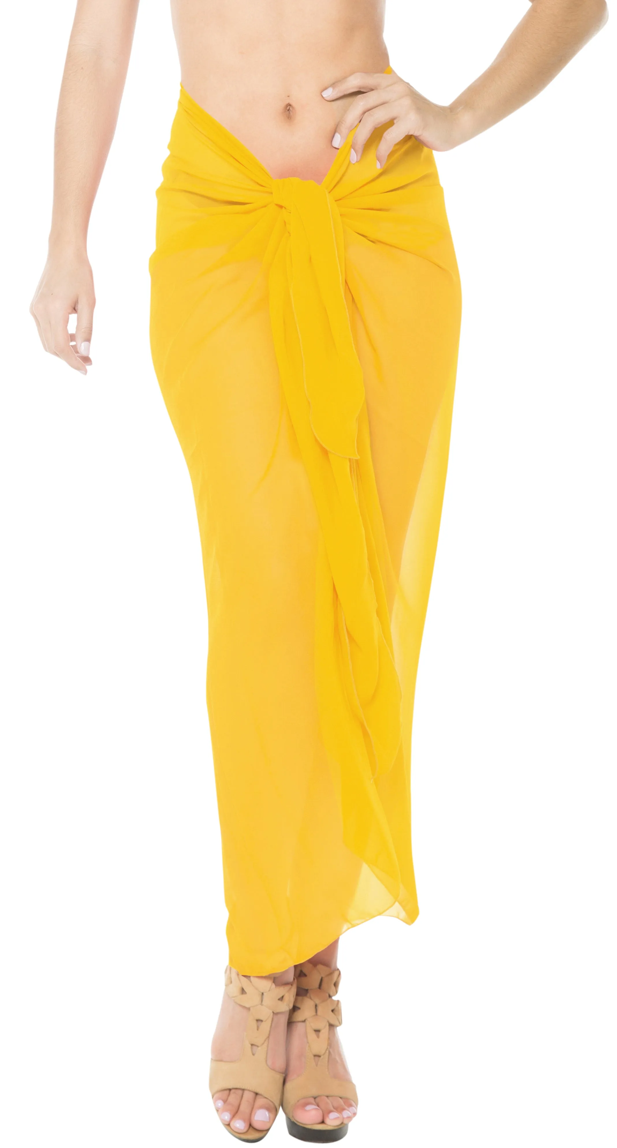 La Leela Women's Bikini Beach Wrap Hawaiian Sarong Swimming Suit Bathing Pareo Beachwear Valentines Day Dress Cover up Long 78"x42" Yellow 123119